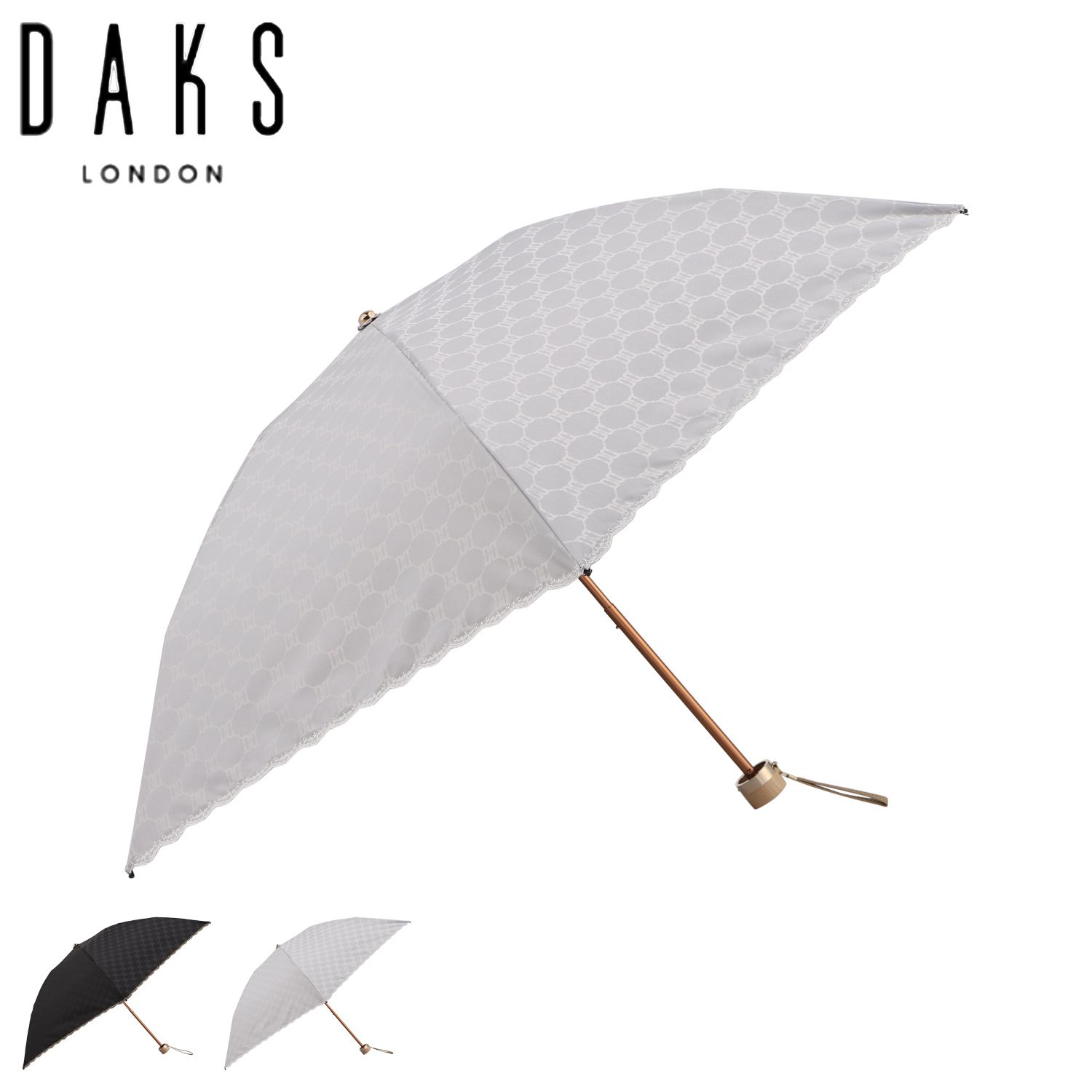ダックス DAKS 日傘 雨傘 晴雨兼用 ミニ折りたたみ傘 3段 レディース 50cm UVカット 紫外線対策 22-125-12213-02