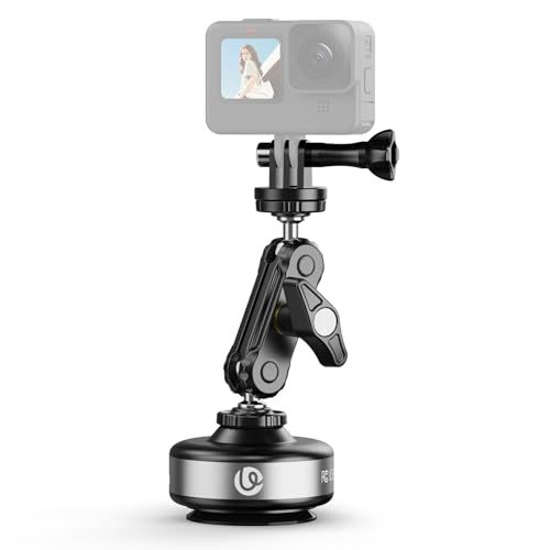 Ulanzi SK-23 電動式 吸盤マウント 車載マウント アクションカメラ マウント GoPro Insta360 DJI カメラ用 360度回転 アルミ合金製 車載ホルダー 車載用 フロント・リア・サイドのガラスに吸着でき 1/4インチネジ穴 取り付けt