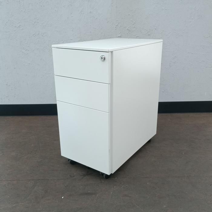 井上金庫 3段ワゴン シリンダー錠 ワゴン 3段 ホワイト 中古HOW-3