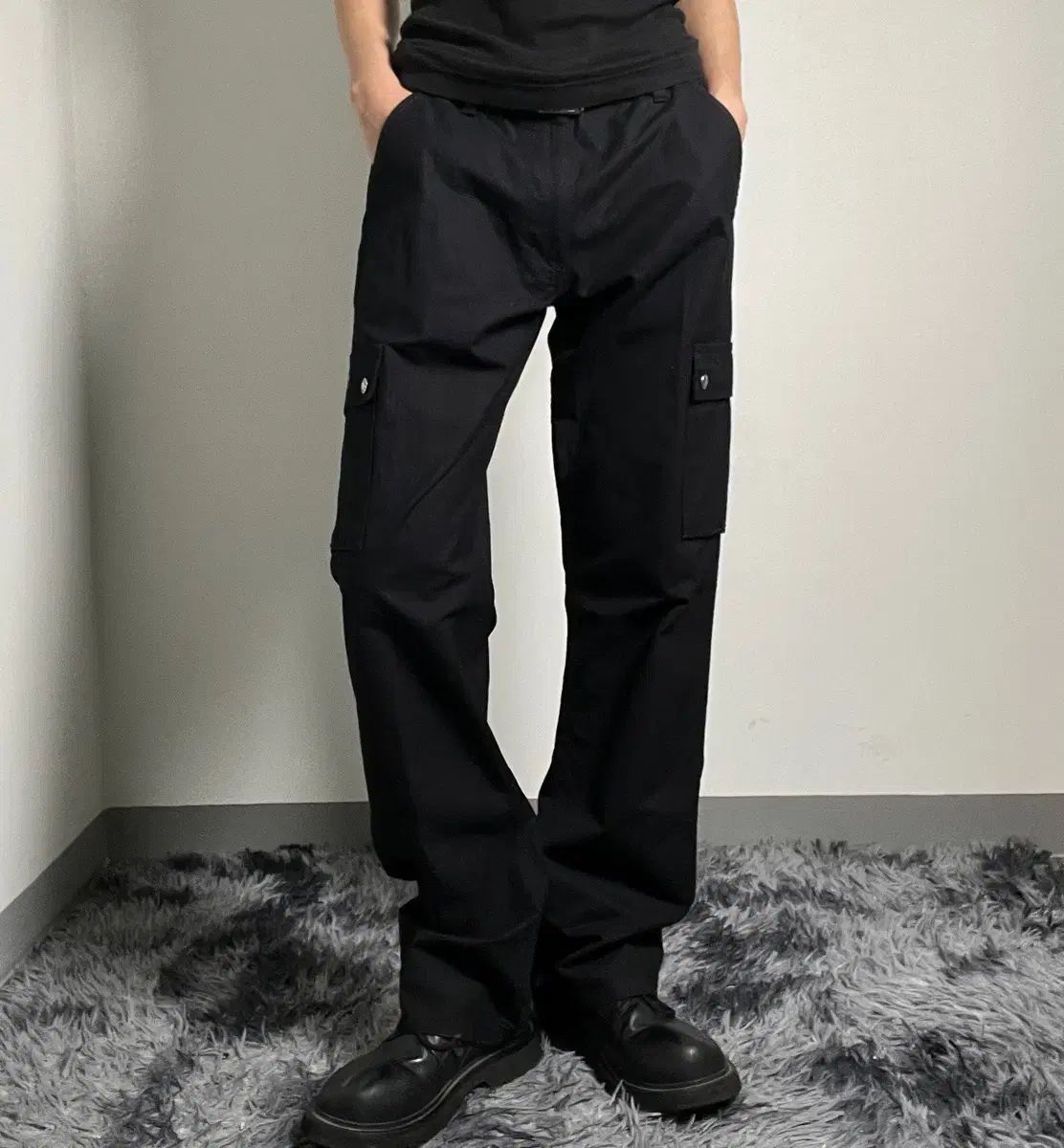 Bape アベイシングエイプ ブラック コットン カーゴ パンツ Lチノパン