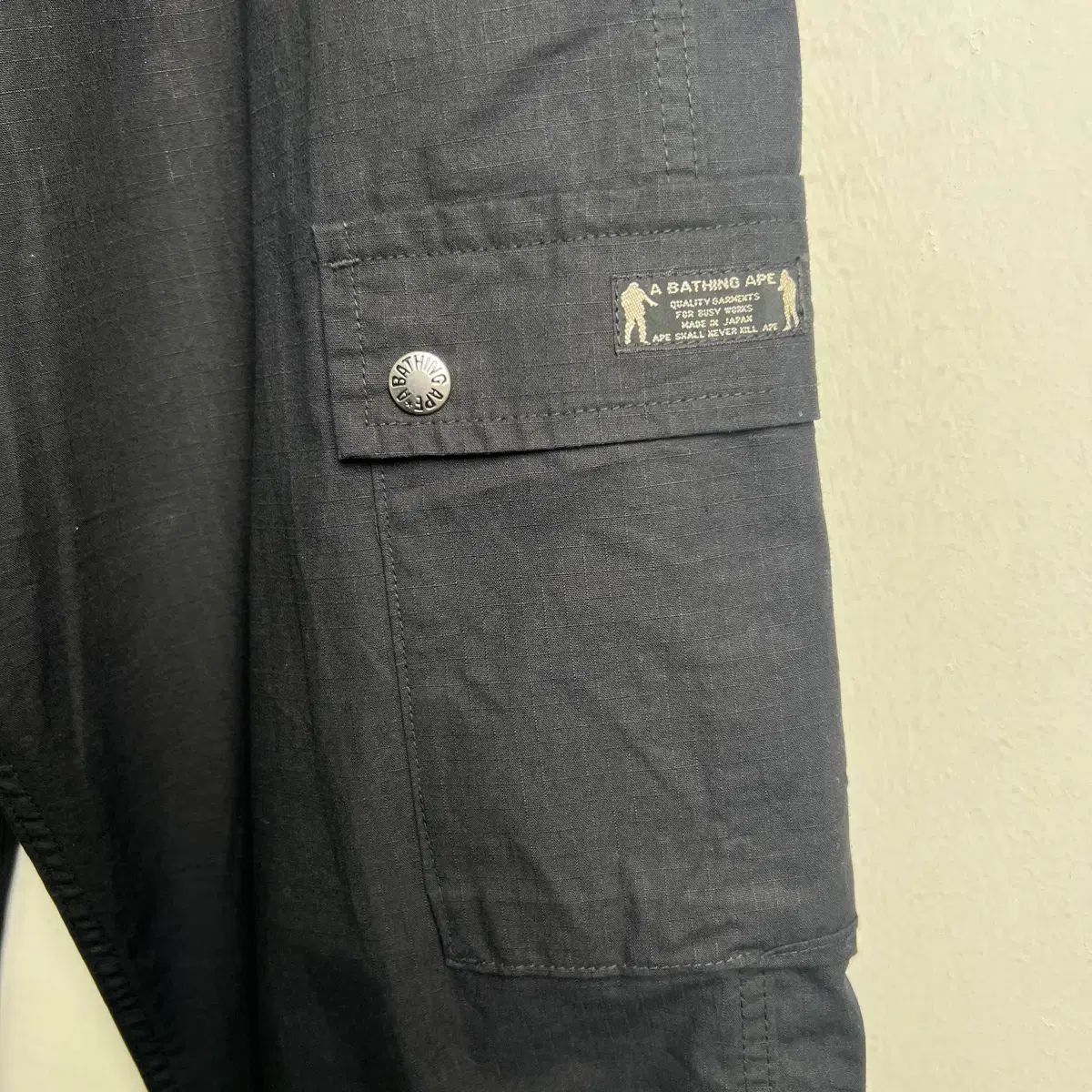 Bape アベイシングエイプ ブラック コットン カーゴ パンツ L