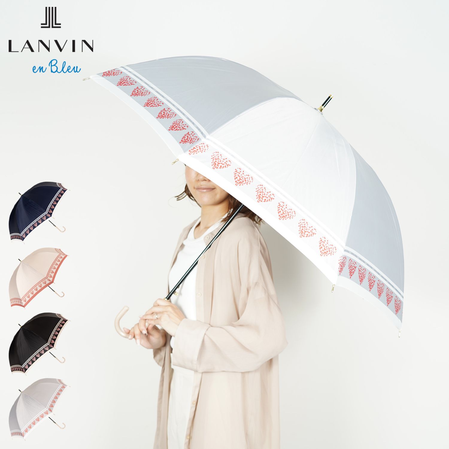ランバンオンブルー LANVIN en Bleu 傘 長傘 雨傘 ジャンプ傘 レディース 60cm 軽量 0879-00