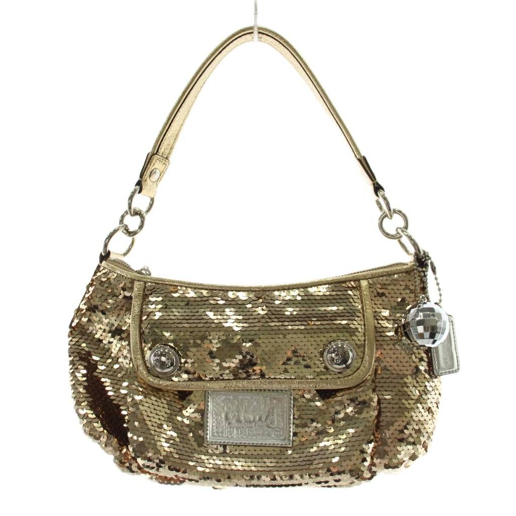 コーチ COACH ハンドバッグ ショルダーバッグ スパンコール ロゴ