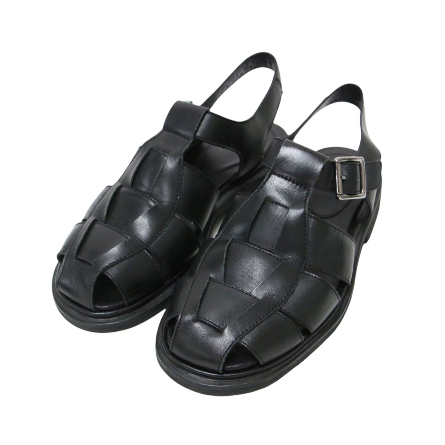 Paraboot パラブーツ ブラック 黒 サイズ:4(23.5cm～24.0cm) | イベリス レザー グルカサンダル | IBERIS | バックストラップ メッシュ フラット | フランス製 ブランド シューズ 靴【レディース】【中古】