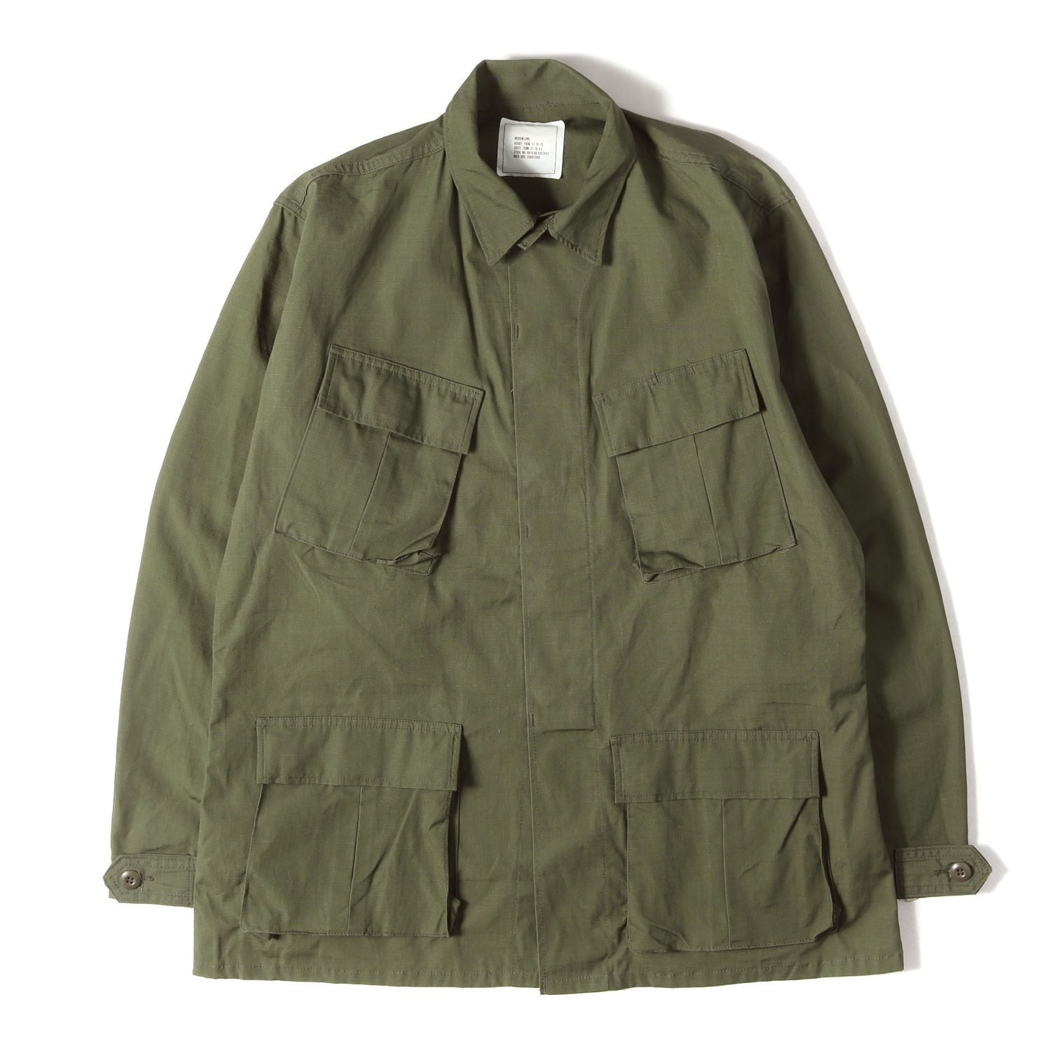 Vintage Military Item ヴィンテージミリタリー | 希少モデル PX品 | 80s 米軍実物 リップストップ ジャングル ファティーグ ジャケット | オリーブグリーン | サイズ:MEDIUM-LONG(M-L)【中古】