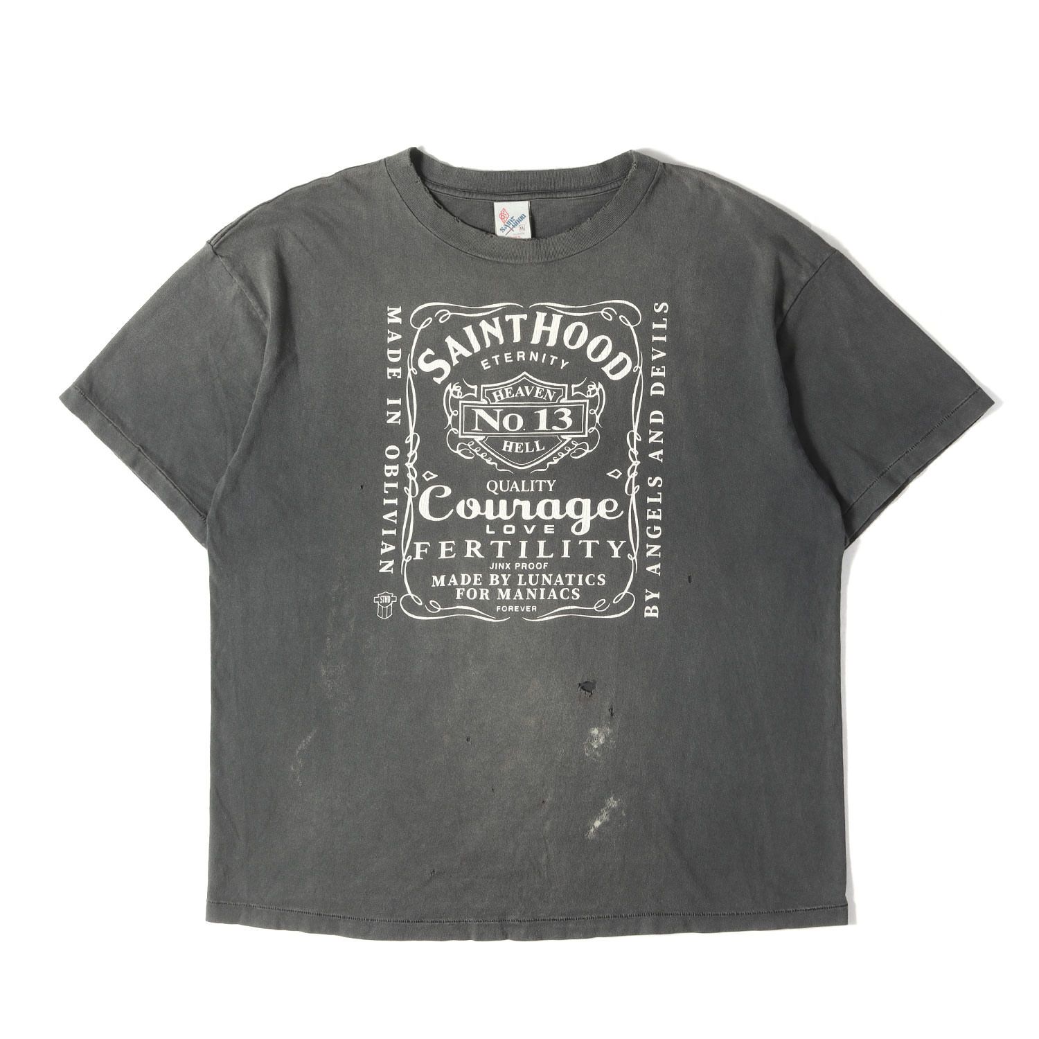 SAINT MICHAEL セントマイケル Tシャツ ブラック 黒 サイズ:XL | 23SS NEIGHBORHOOD ジャックダニエル サンプリング Tシャツ (STHD SS TEE SKULL BIKE) | トップス カットソー【中古】