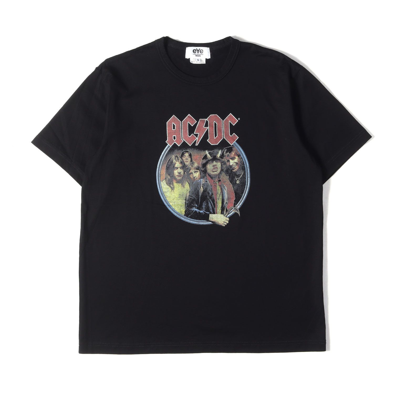 【美品】eYe JUNYA WATANABE MAN アイ ジュンヤ ワタナベ マン Tシャツ ブラック 黒 サイズ:S | 25SS AC/DC 両面プリント ツアー Tシャツ (WO-T904) | トップス カットソー 半袖 | コラボ【メンズ】【中古】