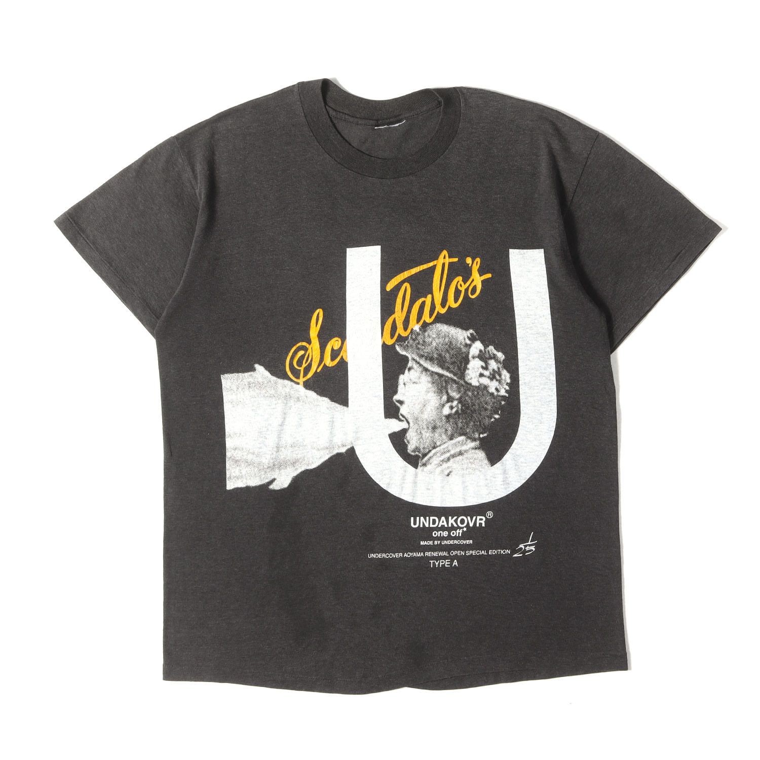 【美品】UNDERCOVER アンダーカバー Tシャツ ブラック 黒 サイズ:L相当 | 希少モデル | 青山リニューアル記念 25枚限定 古着再構築 手刷りプリント one off Tシャツ | トップス カットソー 半袖【メンズ】【中古】