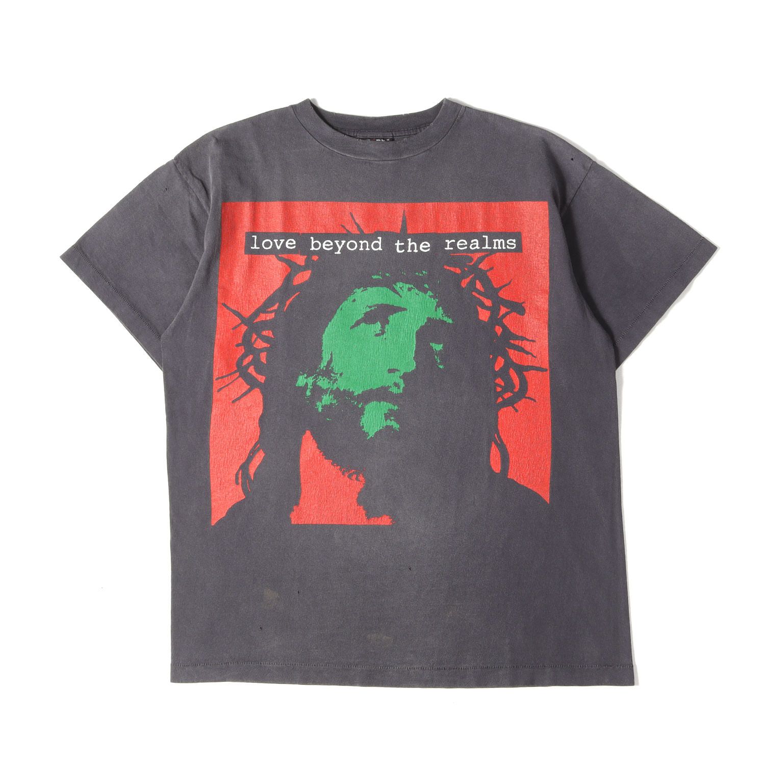 【美品】SAINT MICHAEL セントマイケル Tシャツ ブラック 黒 サイズ:M | 24SS 河村康輔 ヴィンテージ加工 キリスト Tシャツ (KK_SS TEE / LOVE BEYOND) | トップス カットソー 半袖【メンズ】【中古】