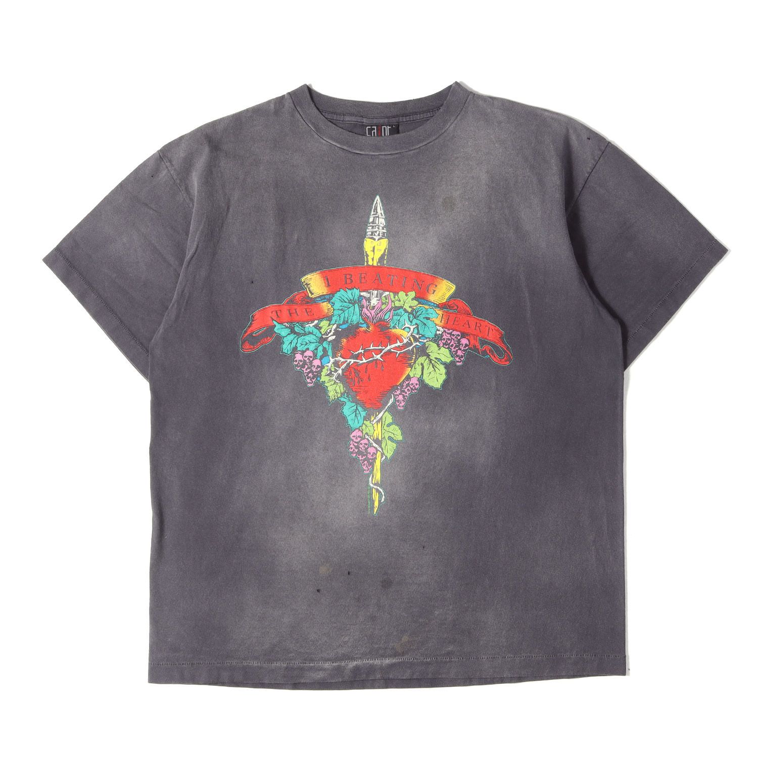 【美品】SAINT MICHAEL セントマイケル Tシャツ ブラック 黒 サイズ:L | 24SS LASTMAN ヴィンテージ加工 セイクリッドハート Tシャツ (LM_SS TEE /BEATING) | トップス カットソー 半袖【メンズ】【中古】