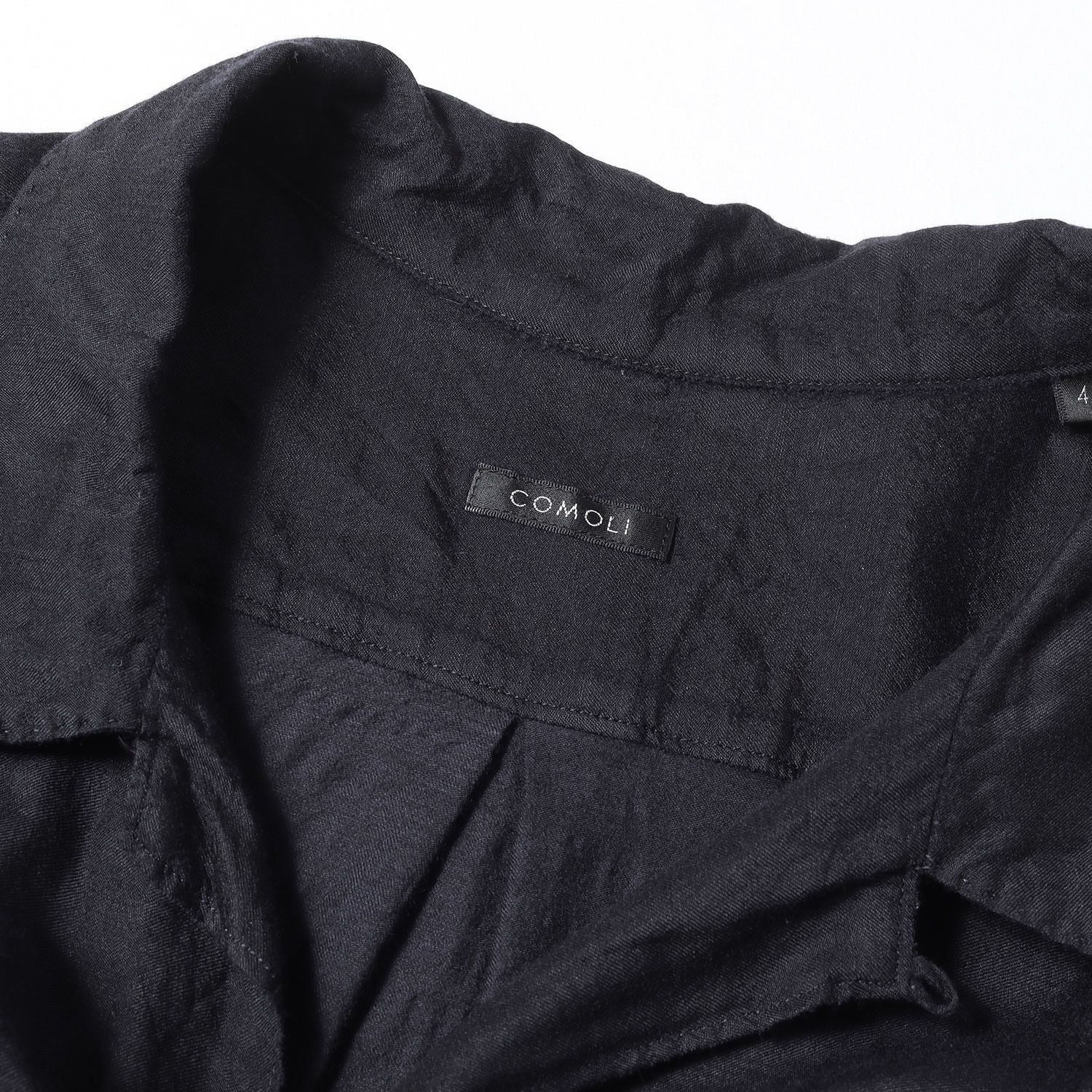 COMOLI コモリ シャツ ネイビー 紺 サイズ:4 | 24SS ウールシルク 半袖
