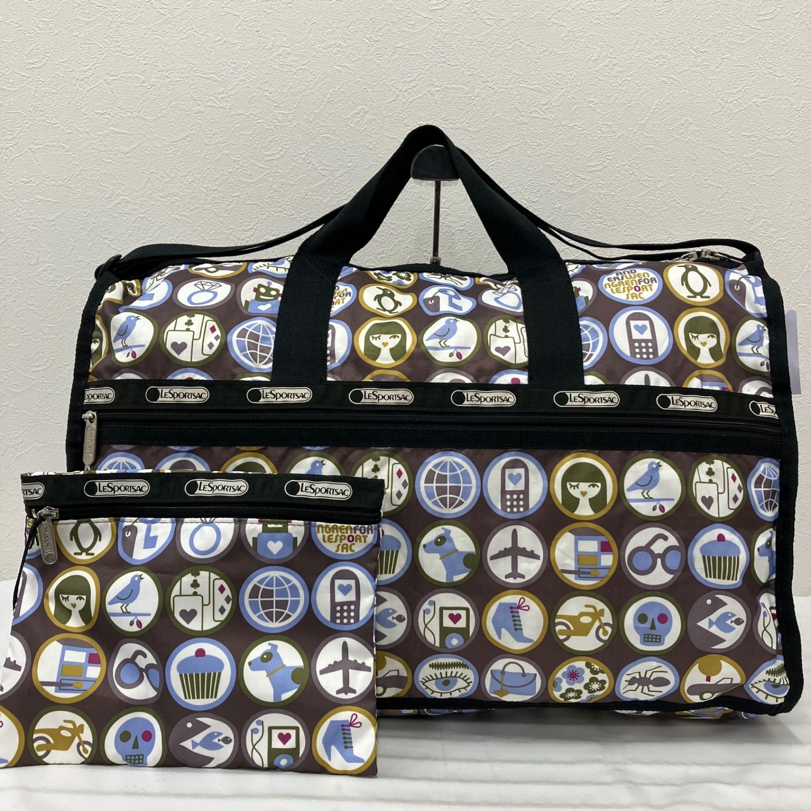 2865　LeSportsac　レスポートサック　ボストンバッグ　旅行用バッグ　トラベルバッグ　ピクトポップ　2way　ブラック　黒　ブラウン　レディース　軽量　シンプル　カジュアル