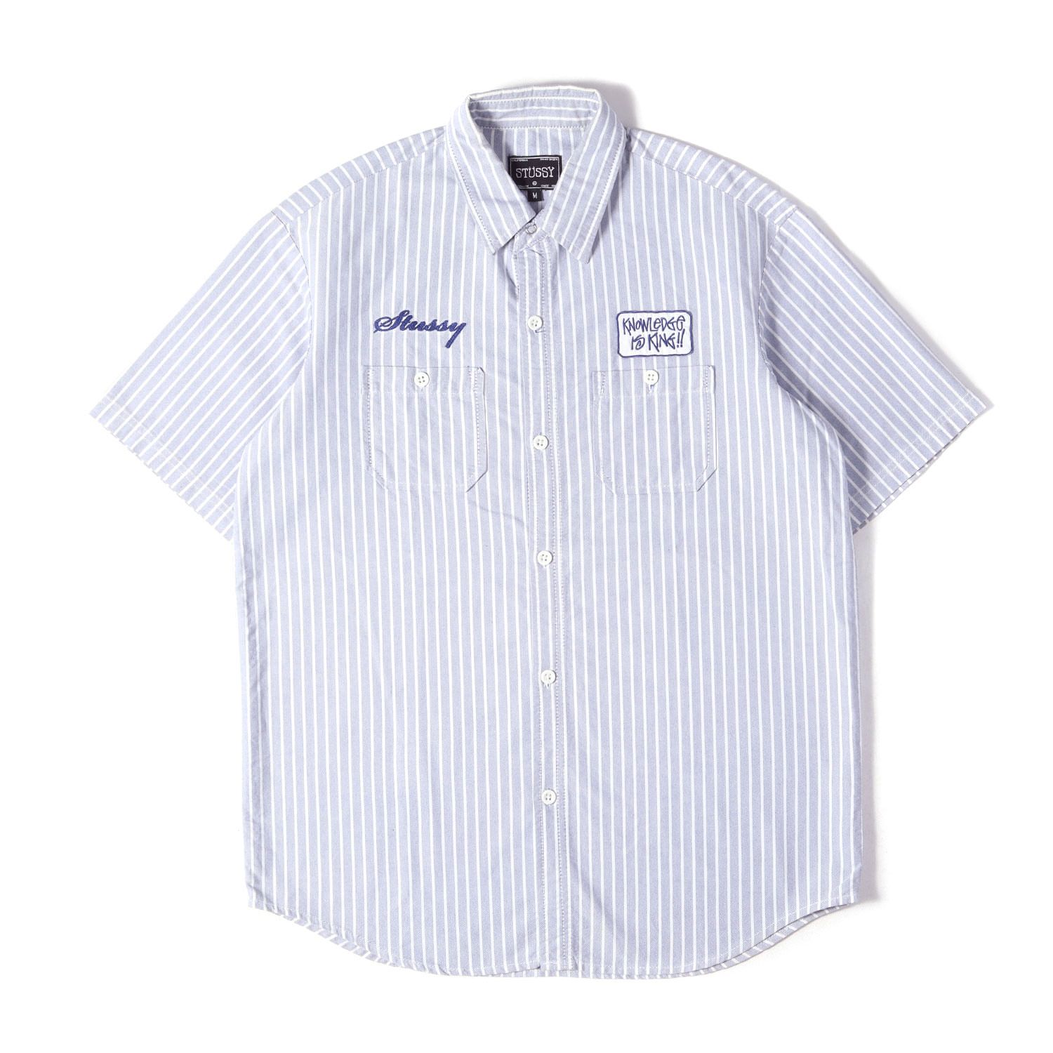 STUSSY ステューシー シャツ ネイビー×ホワイト 紺白 サイズ:M