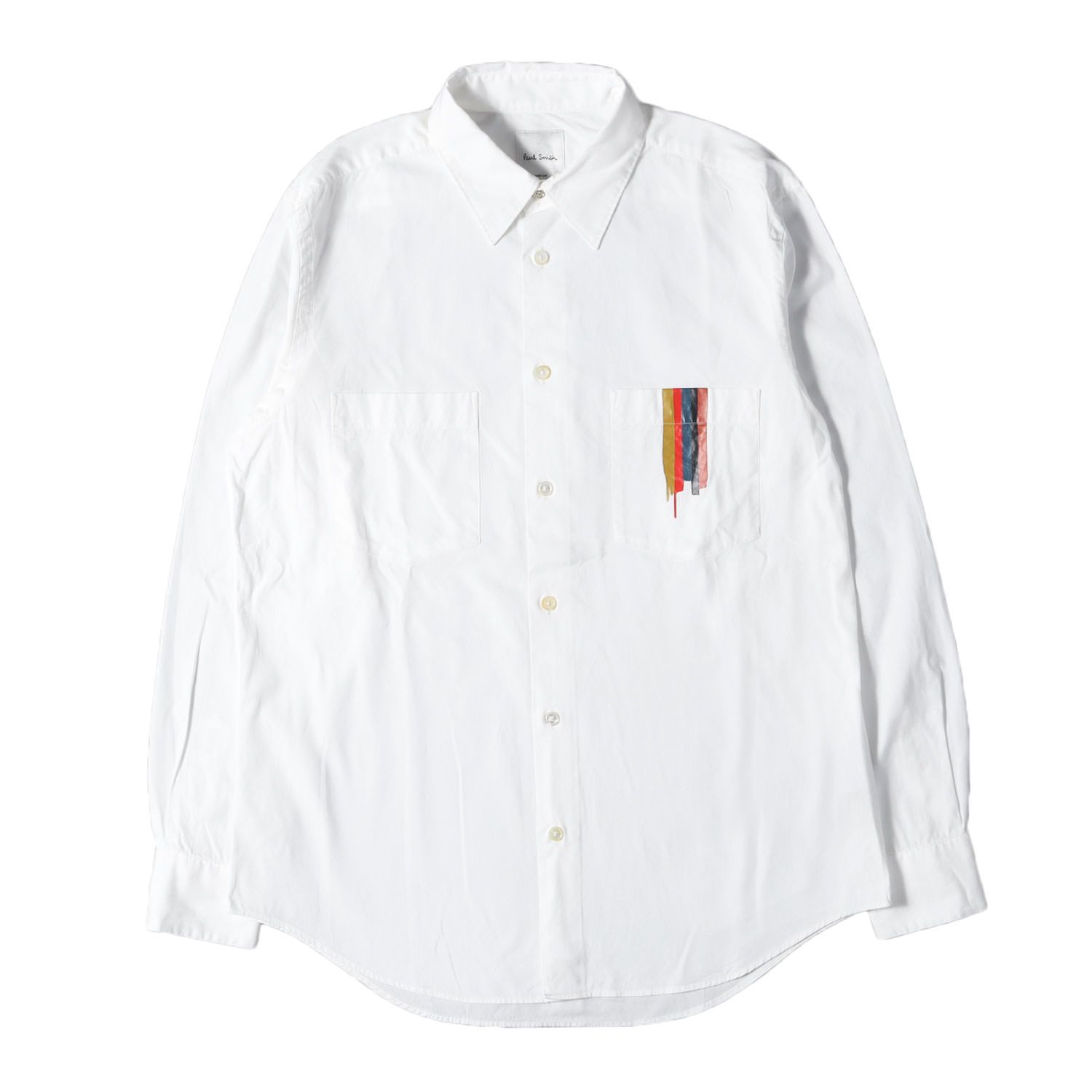 Paul Smith ポールスミス シャツ ホワイト 白 サイズ:M | 近年モデル Painted Artist Stripe コットンブロード シャツ | トップス カジュアルシャツ 長袖【メンズ】【中古】