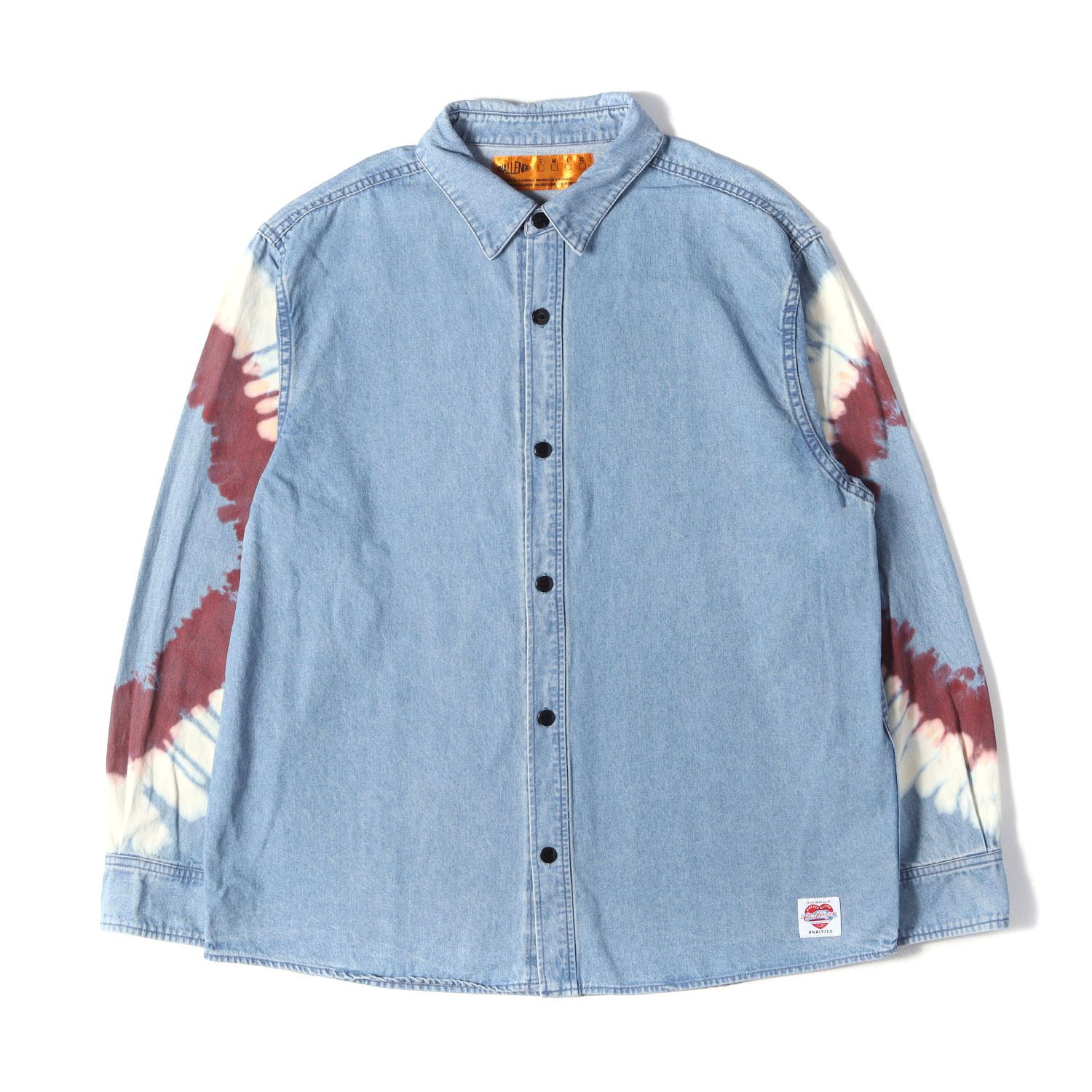 CHALLENGER チャレンジャー シャツ インディゴ サイズ:L | 24SS タイダイ染め ウォッシュ加工 デニムシャツ (L/S TIE DYE SLEEVE DENIM SHIRT) | トップス カジュアルシャツ 長袖【メンズ】【中古】