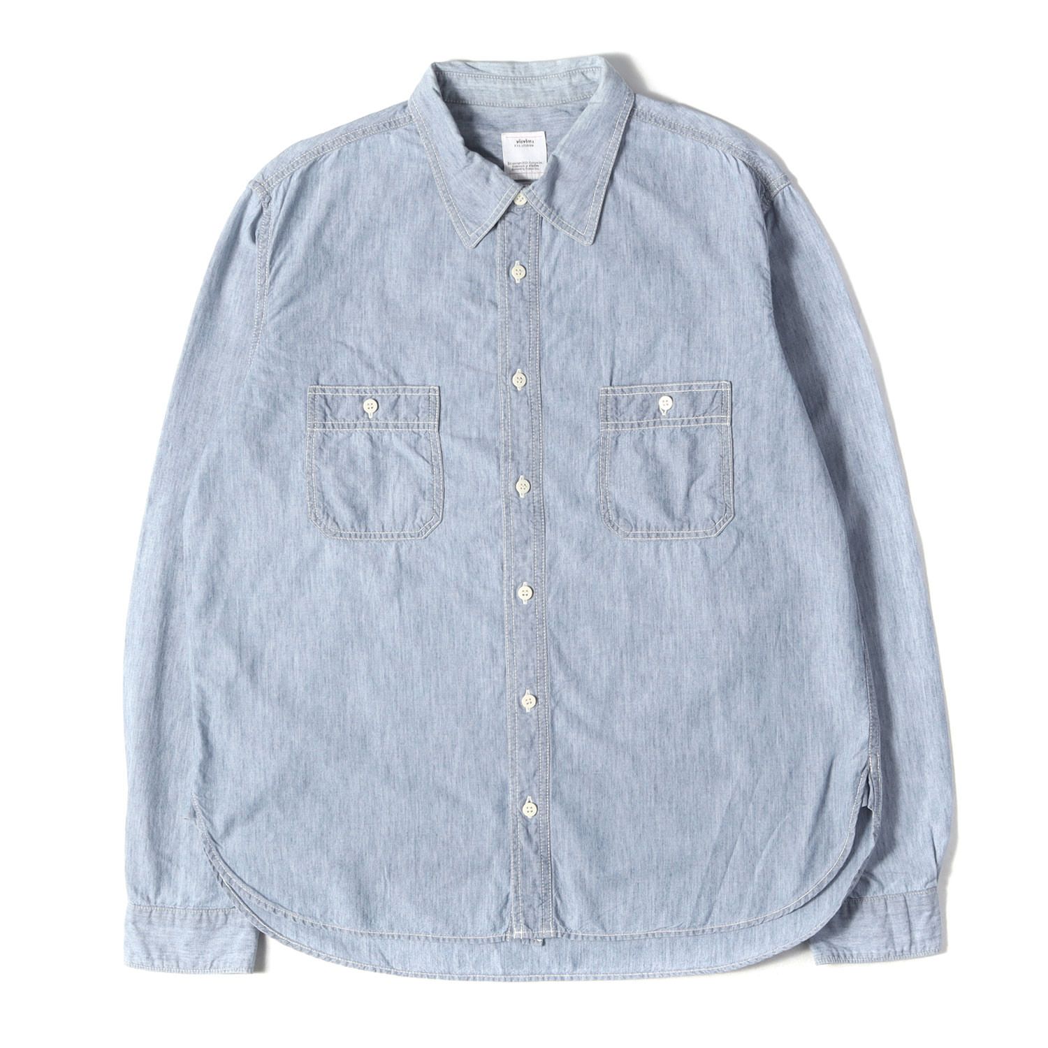 visvim ビズビム シャツ インディゴ サイズ:2 | コットン/シルク シャンブレー ワークシャツ (LUMBER SHIRT) | トップス カジュアルシャツ 長袖【メンズ】【中古】