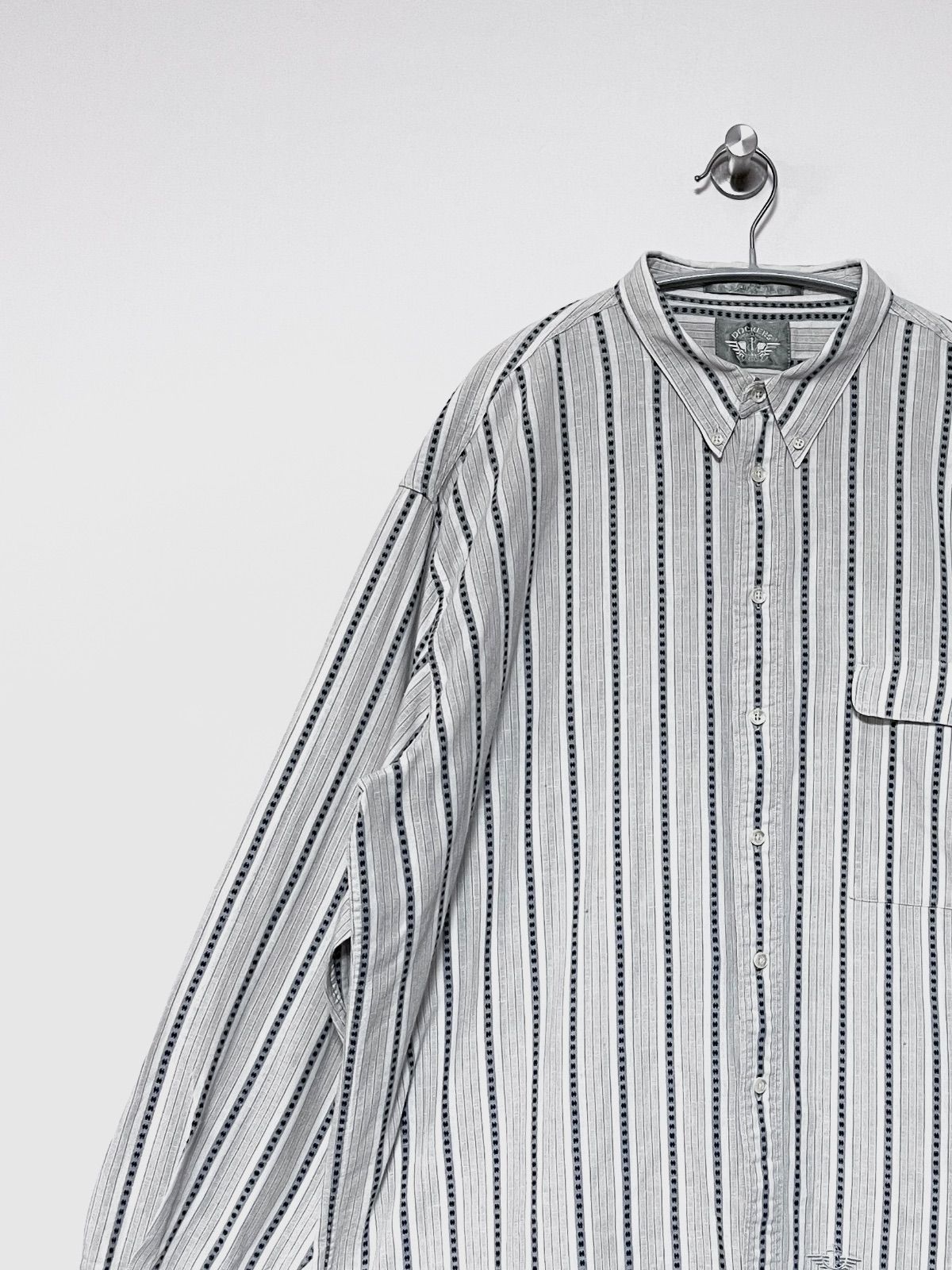 【DOCKERS】90s L/S コットンリネンストライプシャツ XL ドッカーズ ビックサイズ ヴィンテージ 古着 4,838円