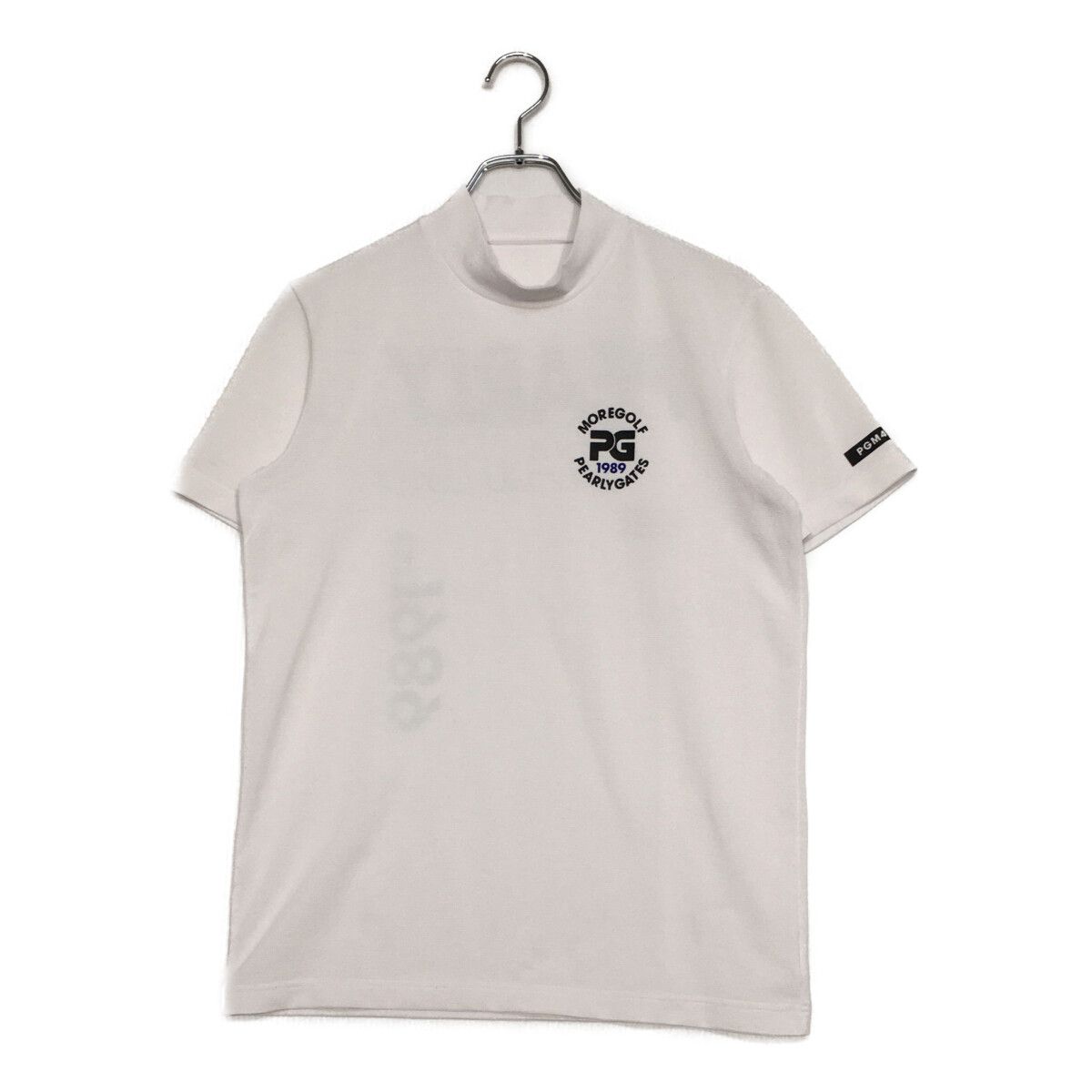 中古 メンズ パーリーゲイツ PEARLY GATES 半袖シャツ 4(M) 白 ホワイト モックネック バックプリント
