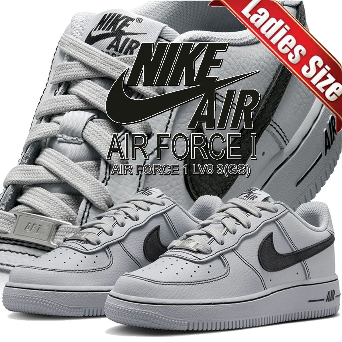 ナイキ エア フォース 1 LV8 3 GS ウルフグレー ブラック NIKE AIR FORCE 1 LV8 3(GS) wolf grey/blk hv4762-002 スニーカー ローカット シューズ 靴 メンズ ウィメンズ ユニセックス