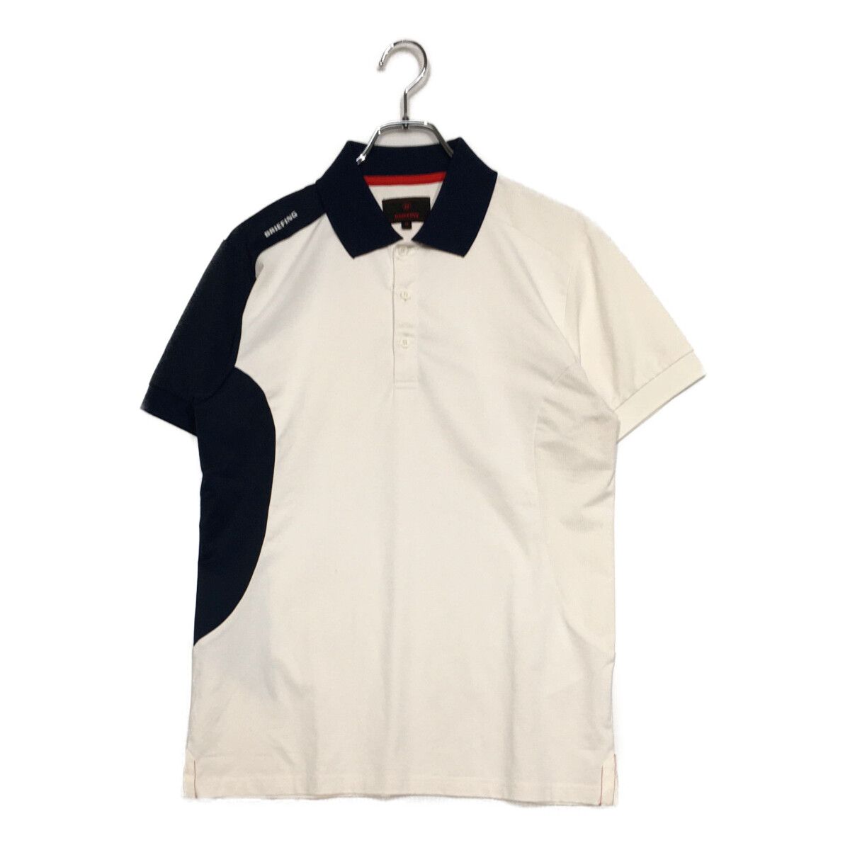 中古 メンズ ブリーフィング BRIEFING 半袖ポロシャツ M 白×紺 ストレッチ