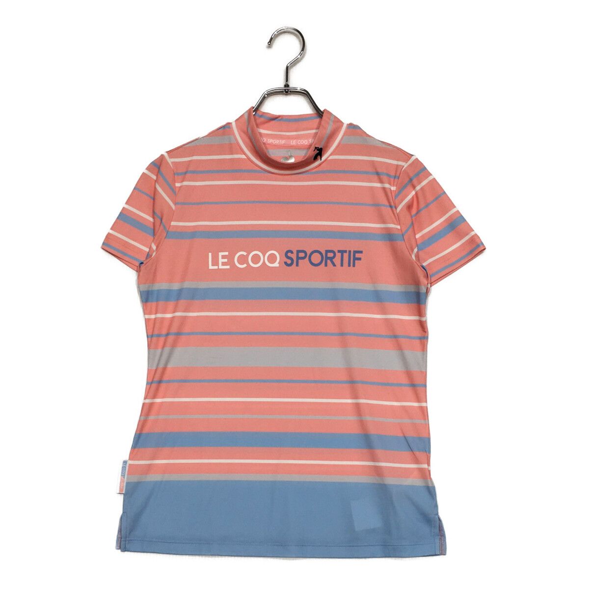 中古 レディース ルコックスポルティフ le coq sportif 半袖シャツ L ピンク×水色×白 モックネック ボーダー
