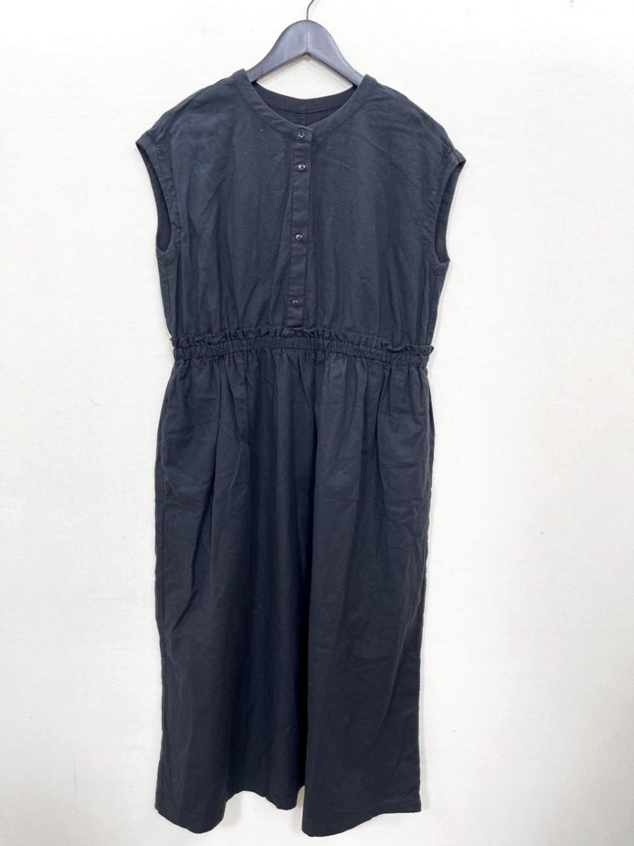 JOURNAL STANDARD relume ジャーナルスタンダード レリューム 24SS 綿麻 フレンチスリーブ ロング シャツ ワンピース sizeF/黒 ■◆レディース