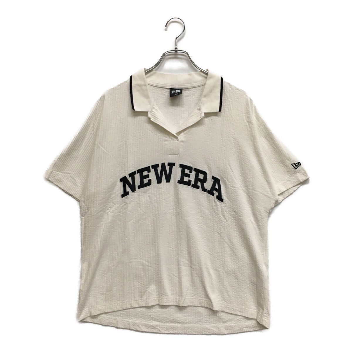 中古 レディース ニューエラゴルフ NEW ERA GOLF 半袖ポロシャツ L 白 ホワイト オーバーサイズ