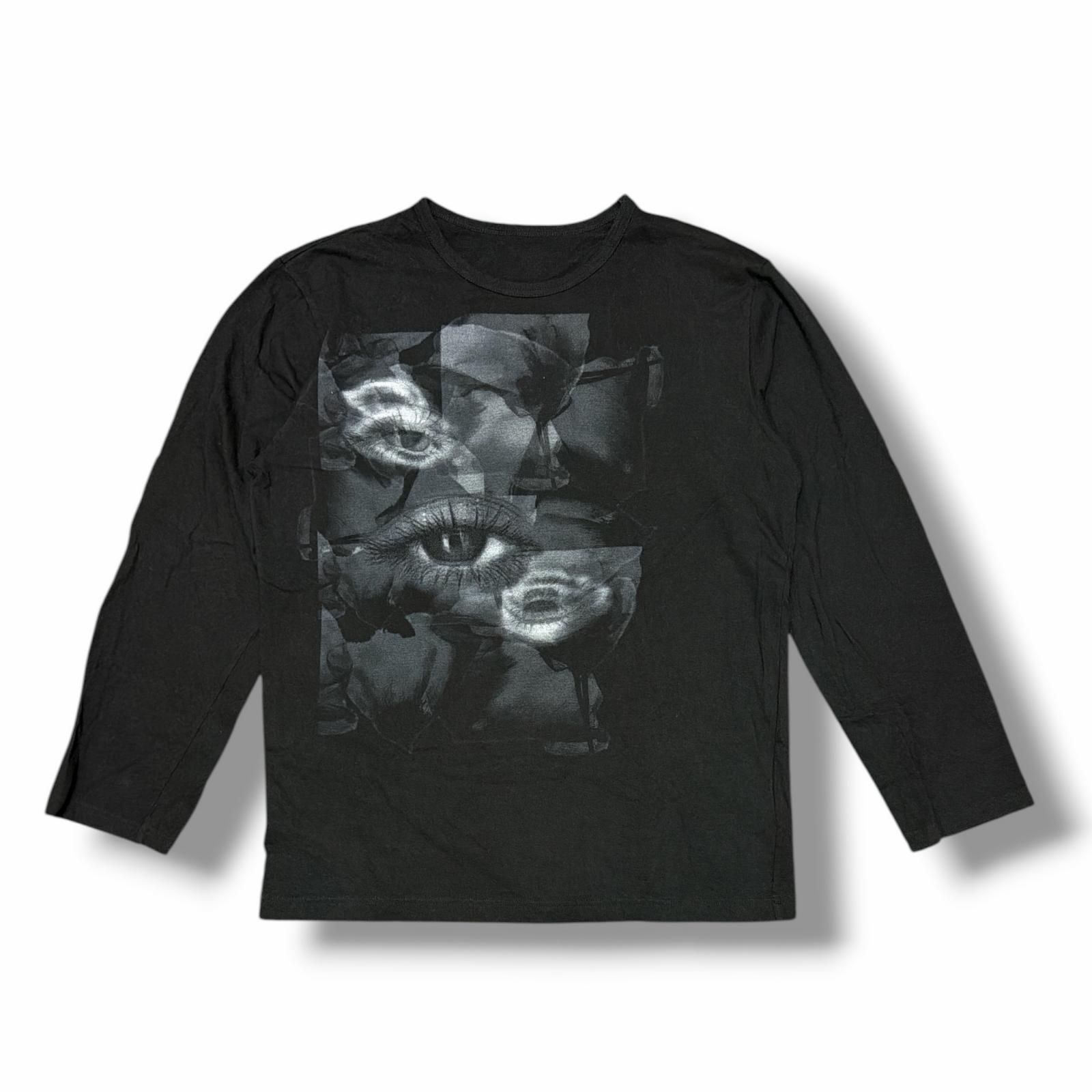 ヨウジヤマモトプールオム インクジェットプリント 長袖カットソー コットン綿 Yohji Yamamoto POUR HOMME EYE PRINT ROUND NECK LONG SLEEVES アイ