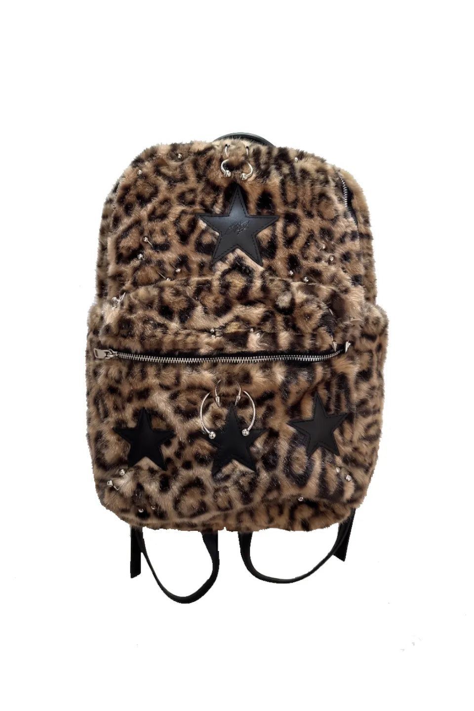 ROLLING MONEY | STUDDED TWO TONE PIERCED LEOPARD BACKPACK