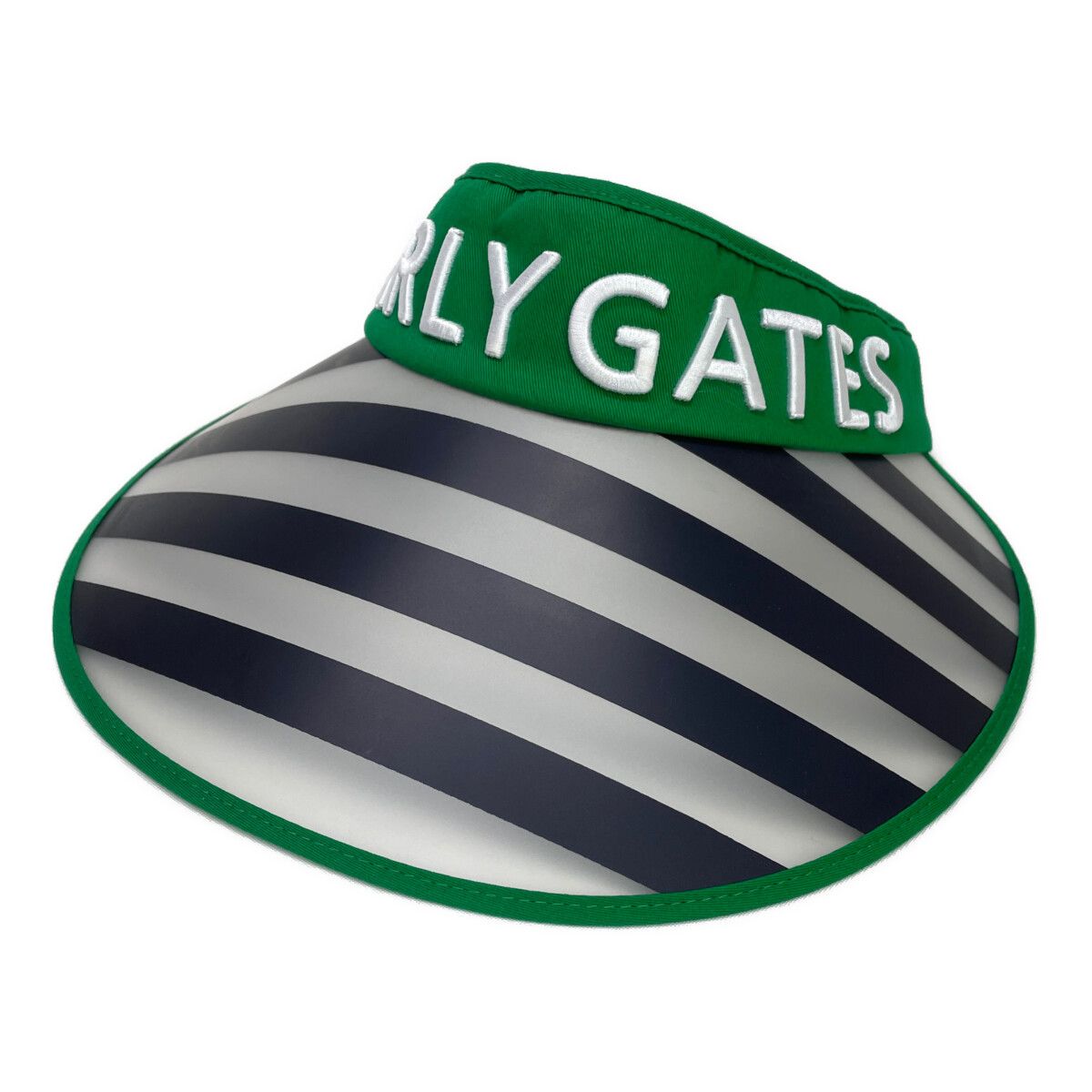 中古 パーリーゲイツ PEARLY GATES つば広サンバイザー フリー グリーン 緑 訳あり UVケア98 紫外線対策