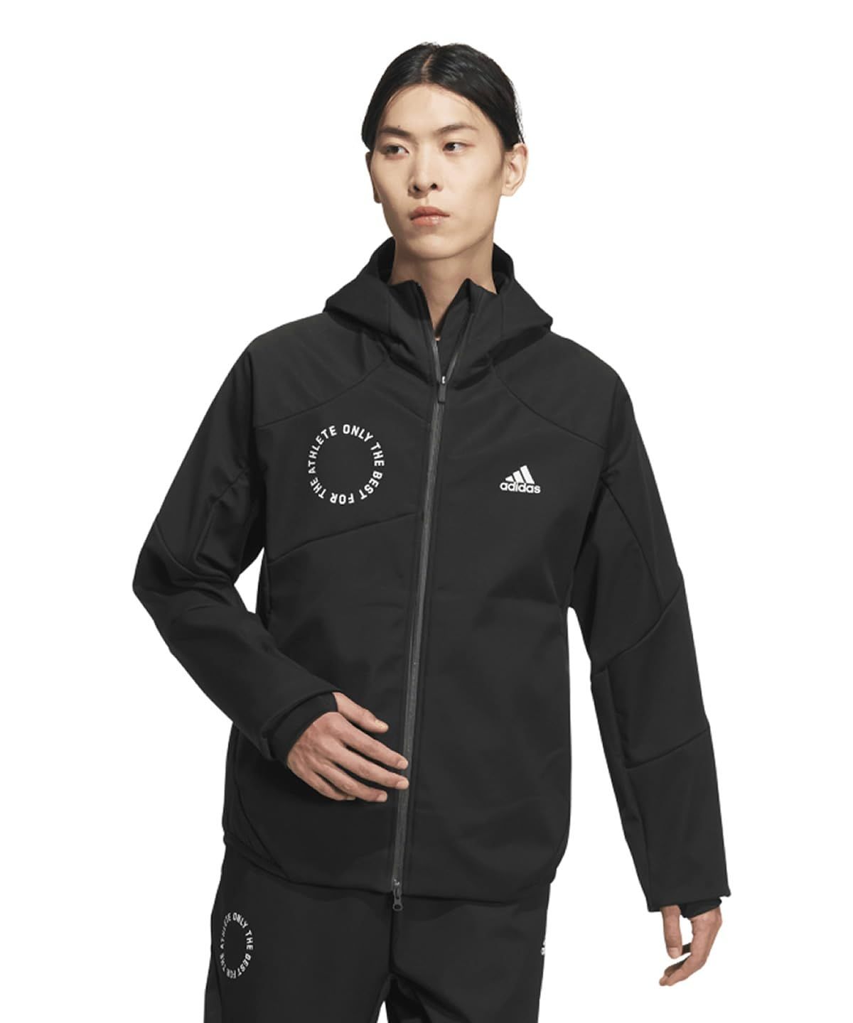 アディダス（adidas） スタンダード.1 レギュラーフィット ボンデッド3層フリース フルジップフード付きトラックトップ KWY05-JH1031 （ブラック/Ｓ/Men's）