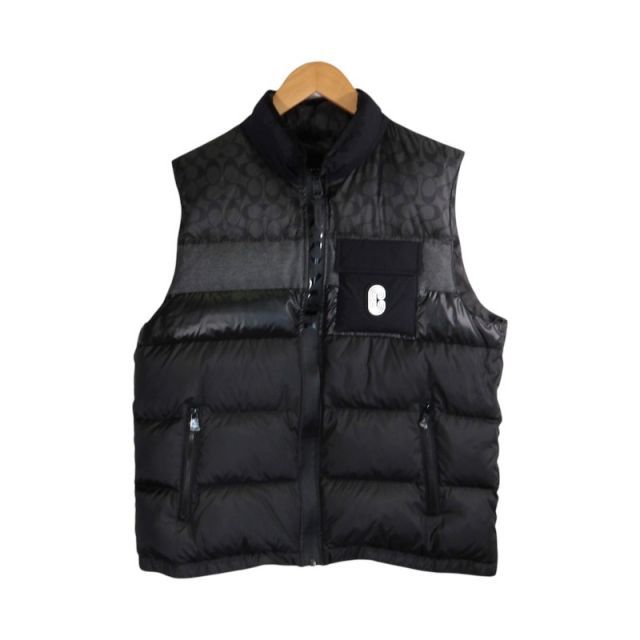 COACH SIGNATURE PANEL DOWN VEST BLACK サイズXL コーチ シグネチャー パネル ダウン ベスト 大名店