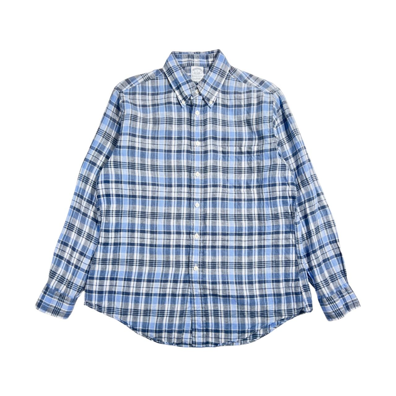 リネン100% Brooks Brothers ブルックスブラザーズ チェック BD ボタン