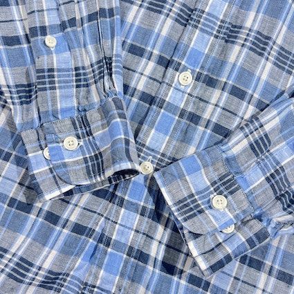 リネン100% Brooks Brothers ブルックスブラザーズ チェック BD ボタン