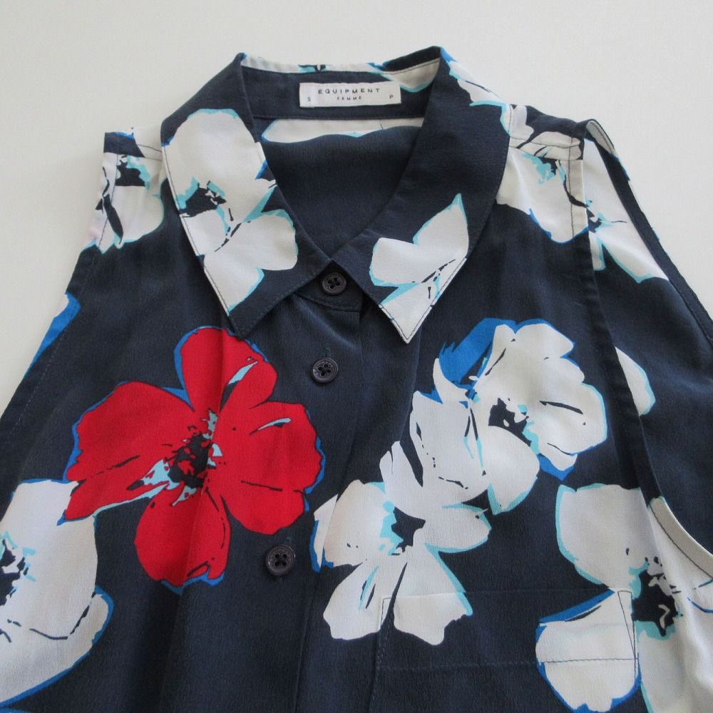 EWUIPMENT FEMME エキプモン フラワープリント ノースリーブ シャツ 