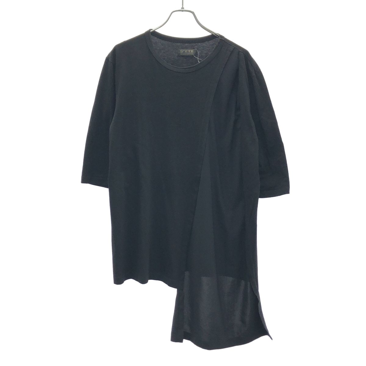 s'yte by Yohji Yamamoto サイト バイ ヨウジヤマモト アシンメトリードレープTシャツ UI-T47-075 ブラック 3