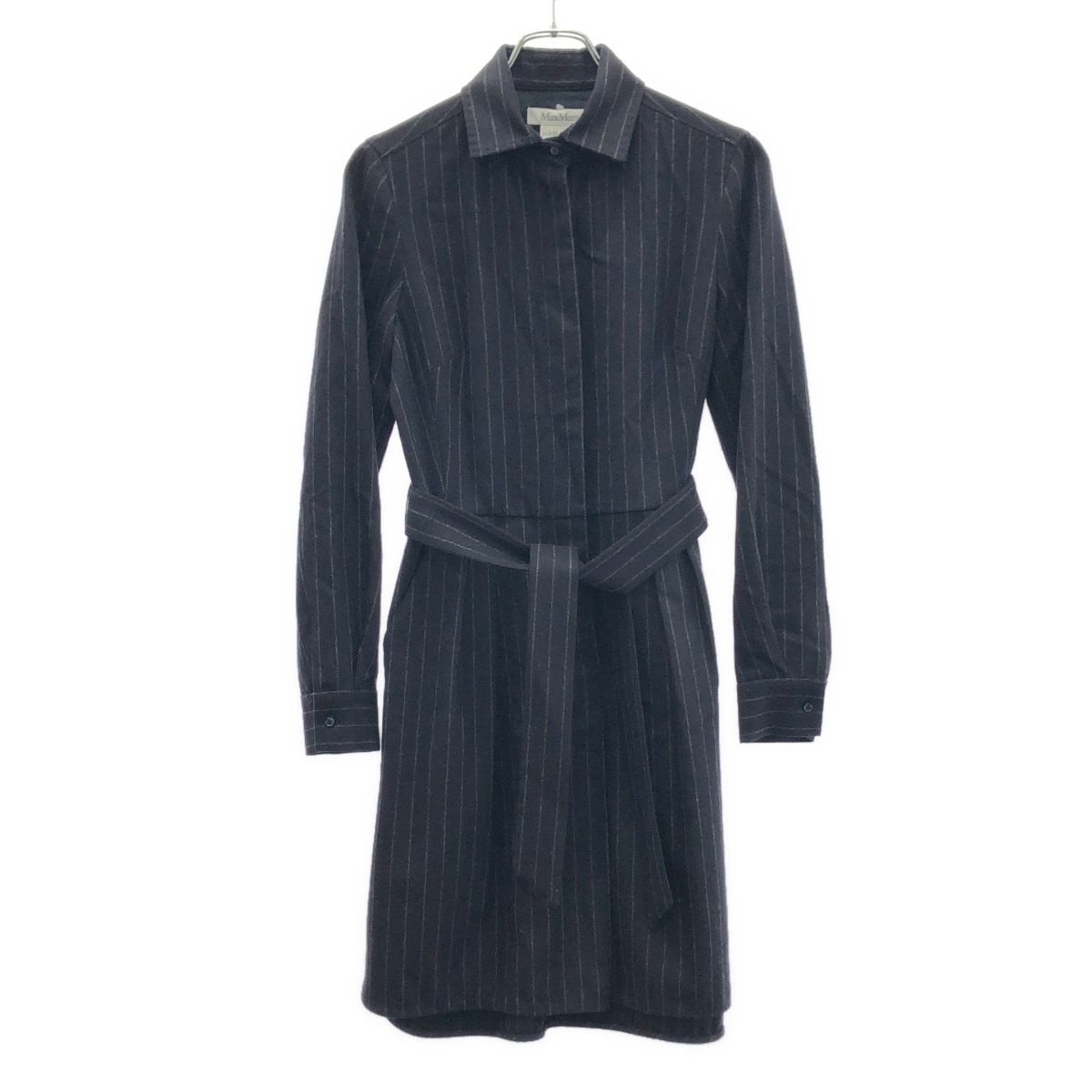 MaxMara マックスマーラ ストライプシャツワンピース 122612036 ネイビー 40