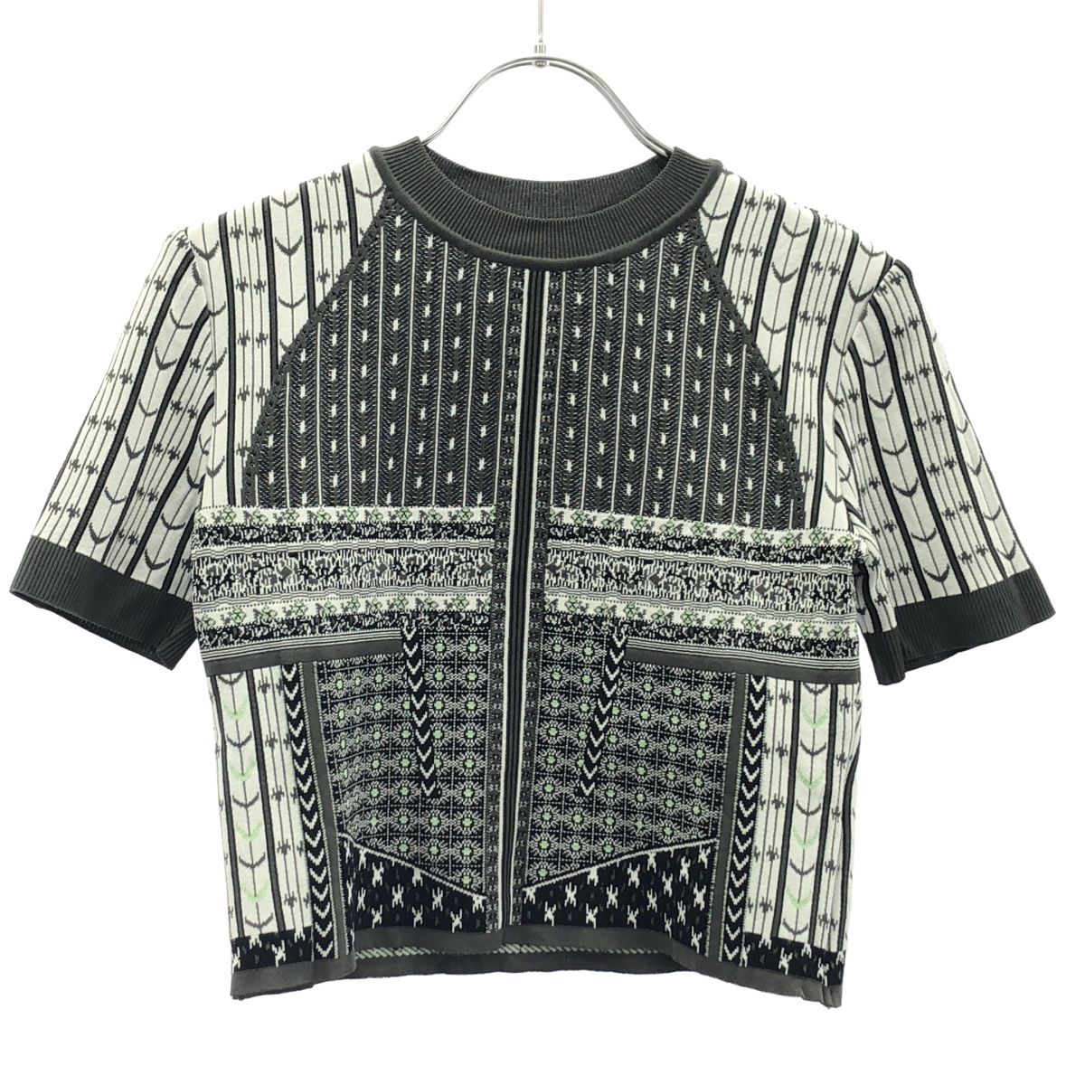 mame kurogouchi マメ クロゴウチ 25SS Geometric Pattern Knitted Top ジオメトリックニットトップス MM25SS-KN086 グレー 1