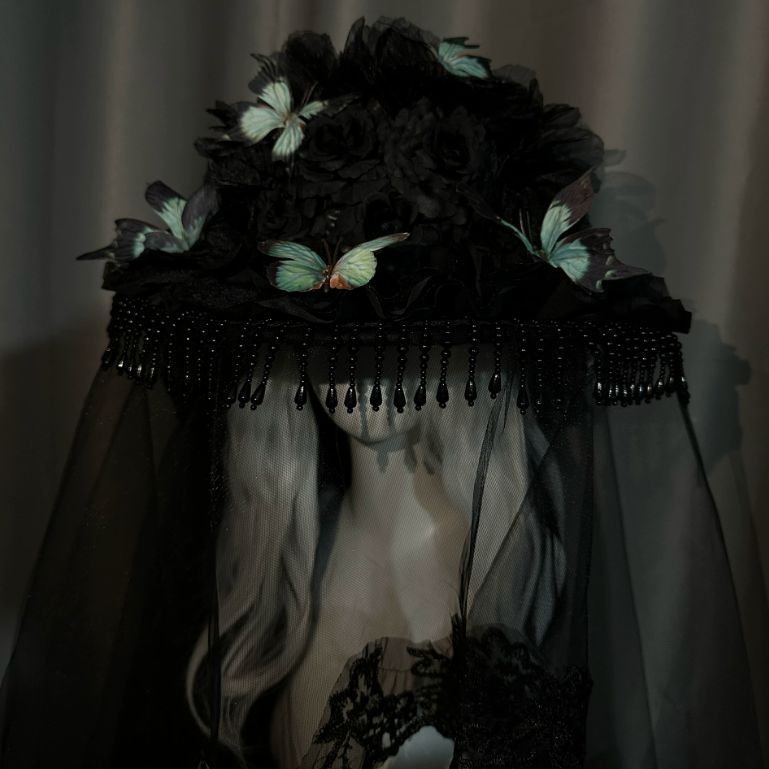 帽子 貴族 コスプレ 蝶 アクセサリー ゴスロリ ビッグブリム 宮廷 ダーク ゴシック ハロウィン パーティー 仮装