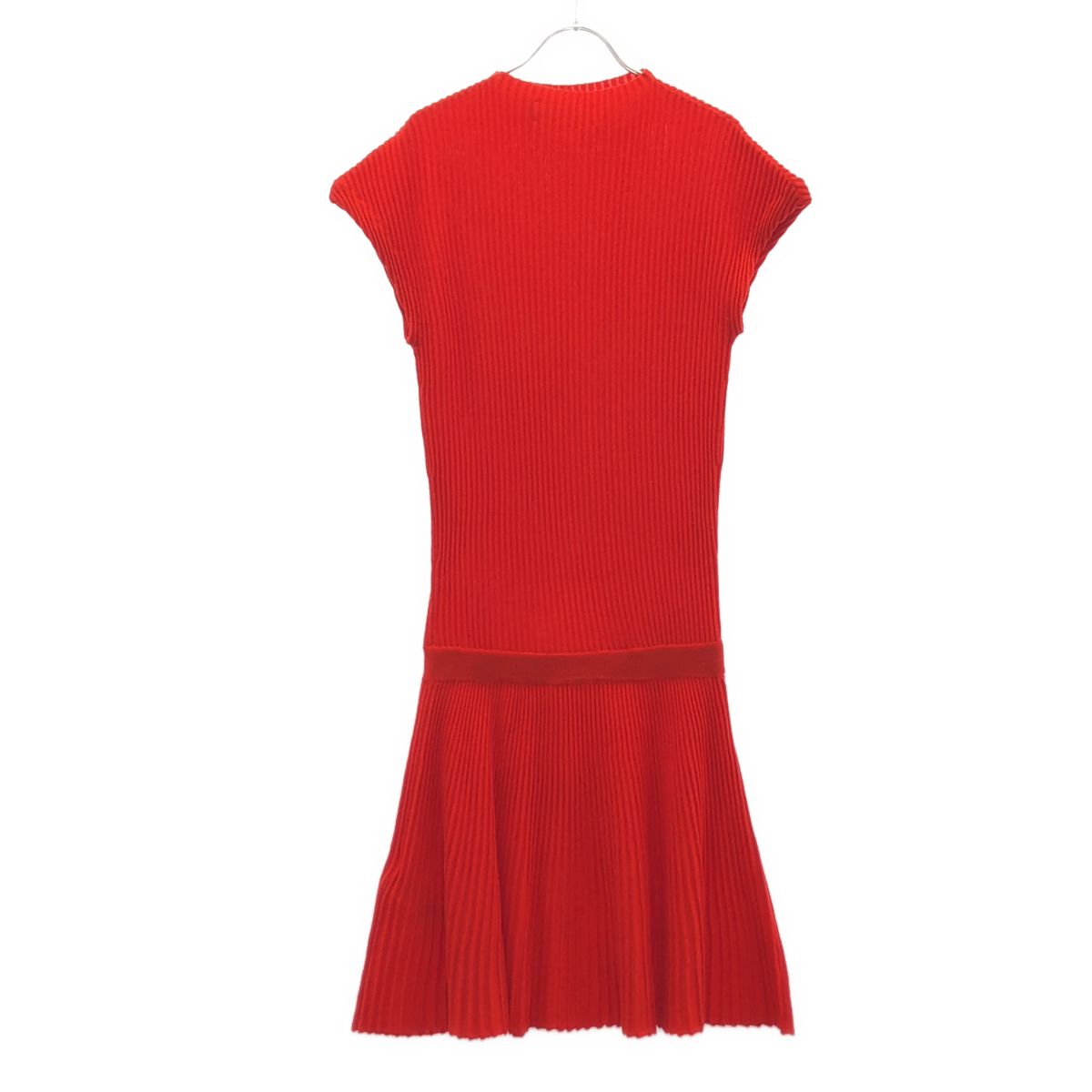 Victoria Victoria Beckham ヴィクトリアヴィクトリアベッカム リブニットノースリーブワンピース レッド UK4
