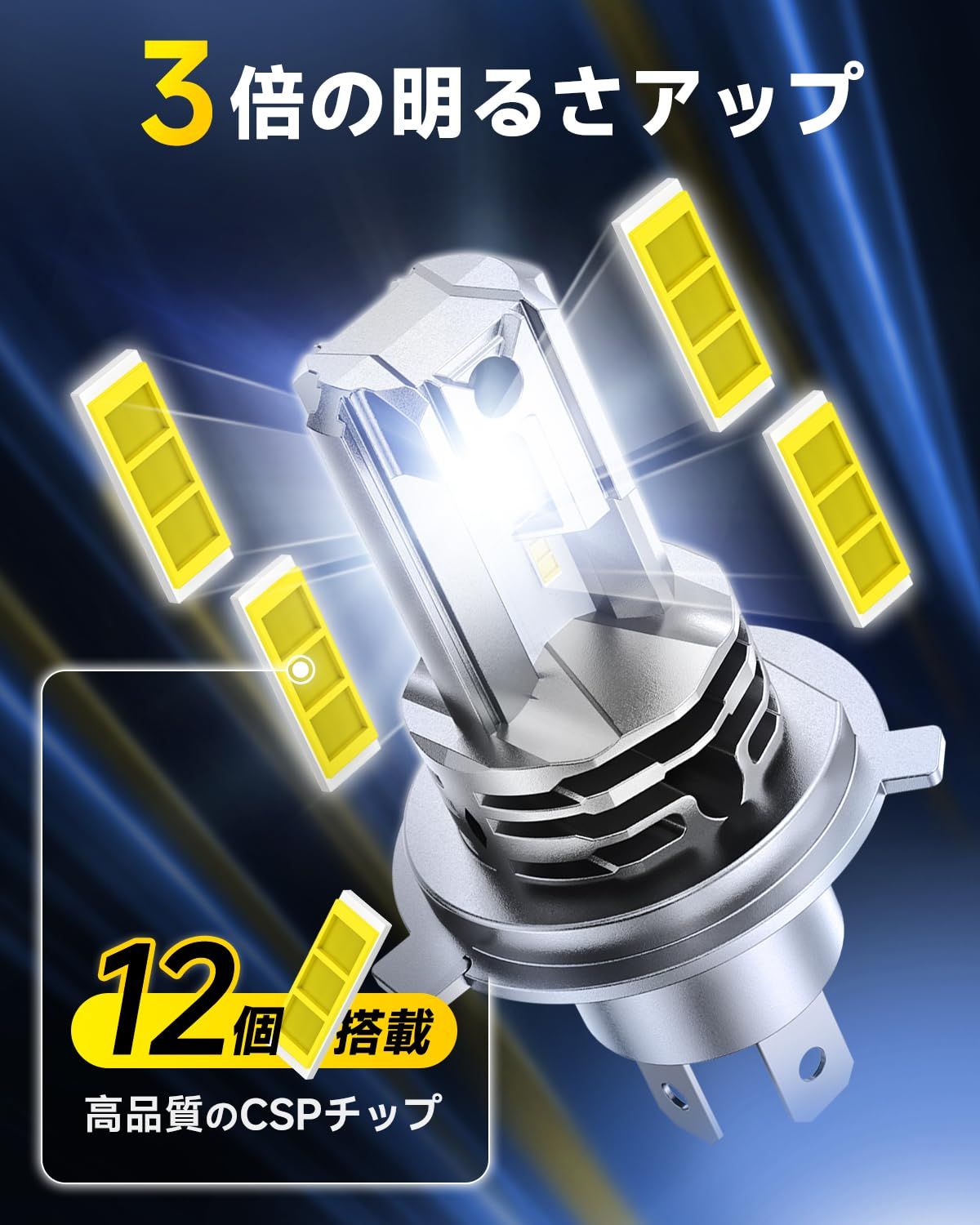 AUXITO H4 LED ヘッドライト車用 車検対応3倍明るさアップ 高輝度LED 