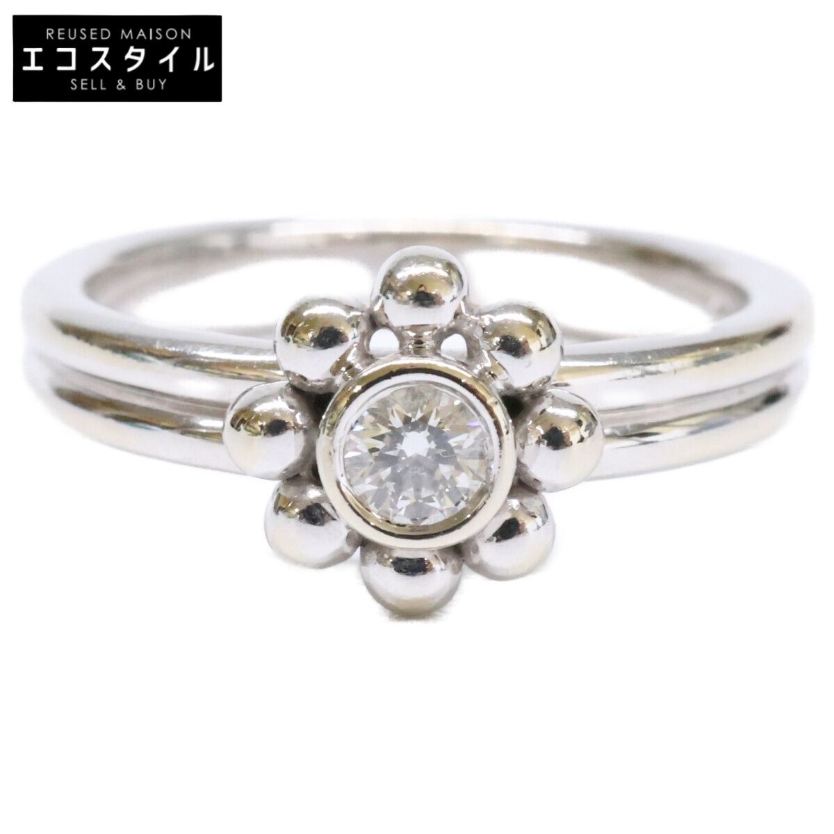 TIFFANY&Co.　ティファニー　750WG ボール フラワー ダイヤモンド　10号