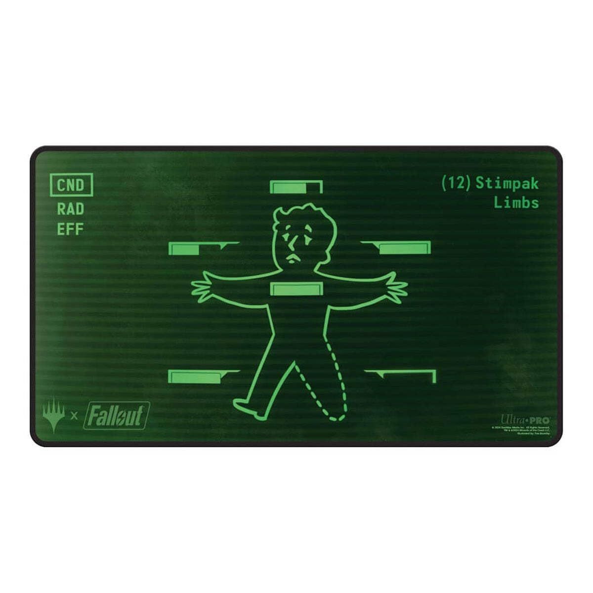 Ultra PRO - Fallout ブラックステッチプレイマット - 在庫管理 - マジック:ザ・ギャザリング 限定版 コレクター収集品 トレーディング 卓上ゲーム 必需品 アクセサリー用品