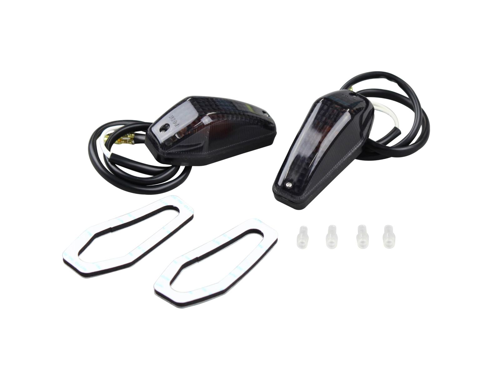 ポッシュフェイス(POSH FAITH) バイク用品 貼り付けウインカー エアロシャープミニタイプ(2個入り) 12V10W電球付 スモークレンズ 090003