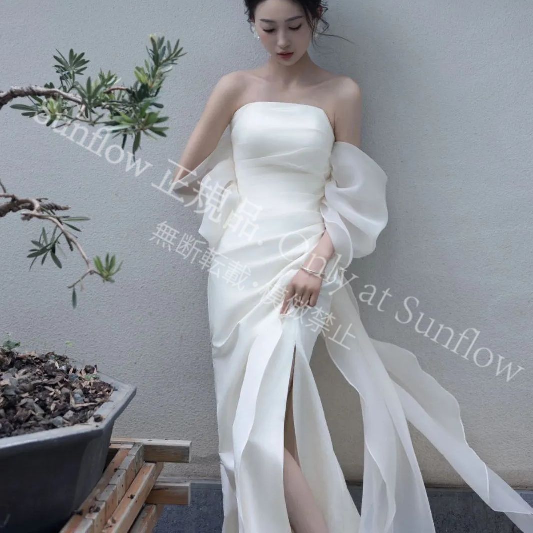 ウェディングドレス サテン 前撮り フォトウェディング 二次会 結婚式 