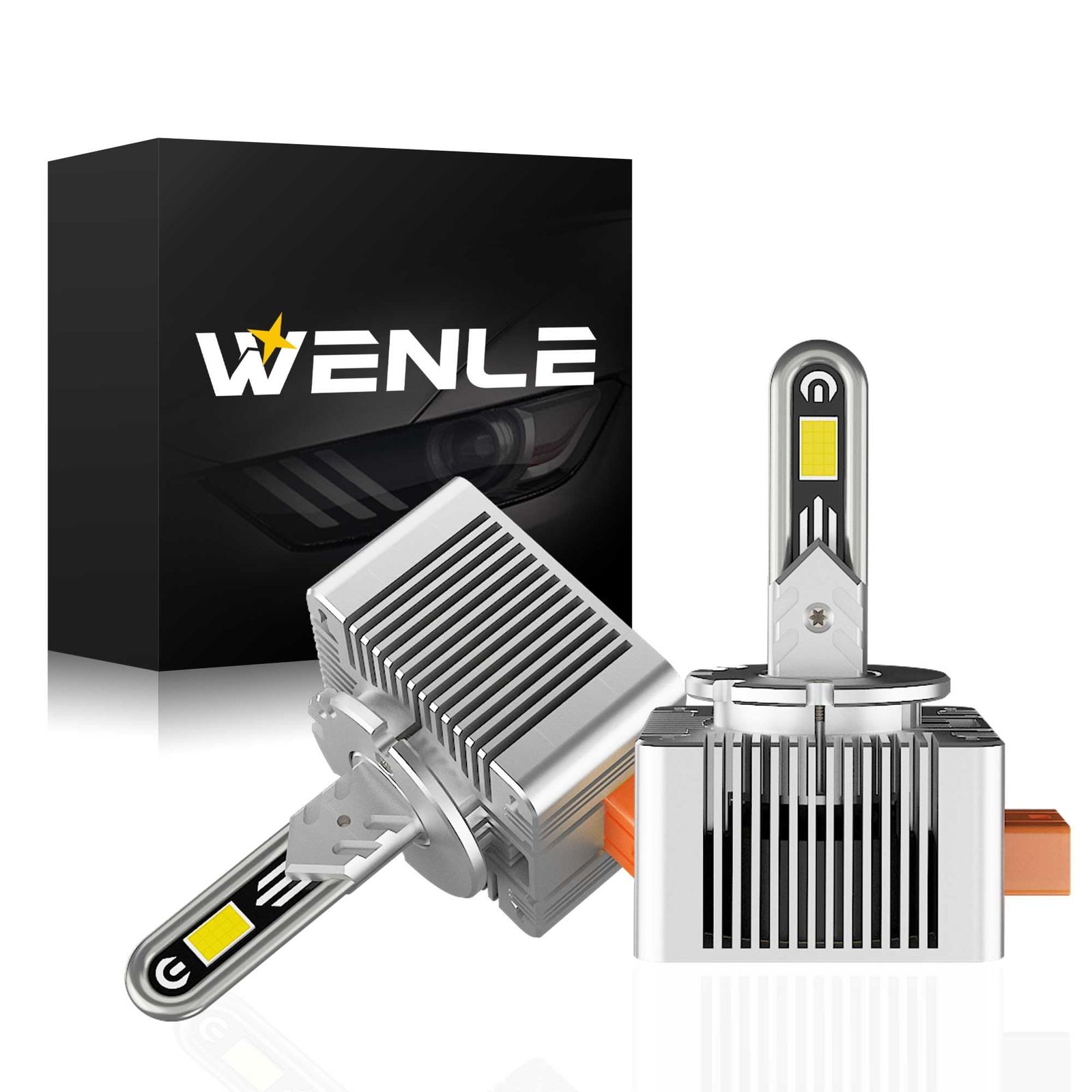 WENLE 新規 U型銅管 暗区消し! D8S LEDヘッドライト LEDバルブ 新車検対応 キャンセラー内蔵 ホワイト6500K 35Wの純正HID交換用 LED化 配線レス 加工不要 ノイズ対策 アダプティブ干渉無し 純正HIDバラスト接続 2個セット