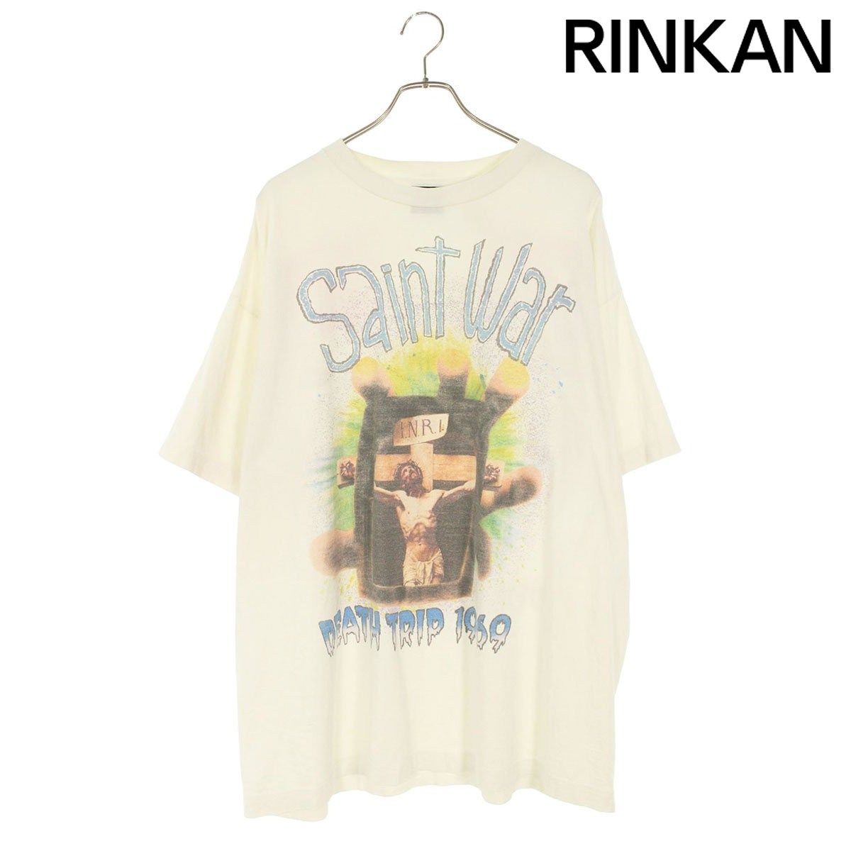 セントマイケル 24SS SM-YS8-0000-007 ヴィンテージ加工SAINT WARプリントTシャツ メンズ XXL