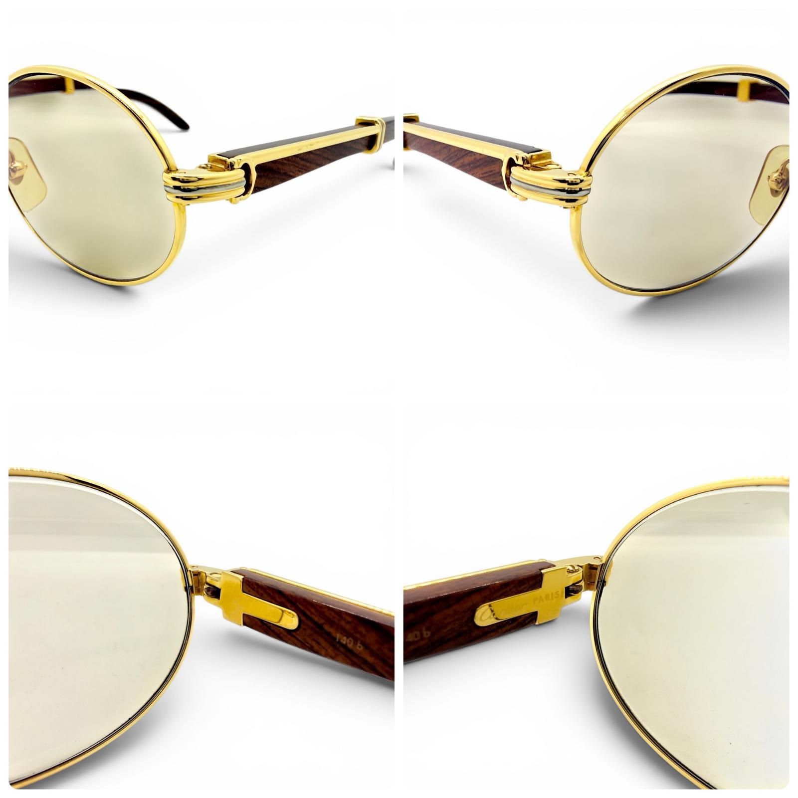 CARTIER カルティエ トリニティ サングラス 53□22 GP×ウッド ブラウン 