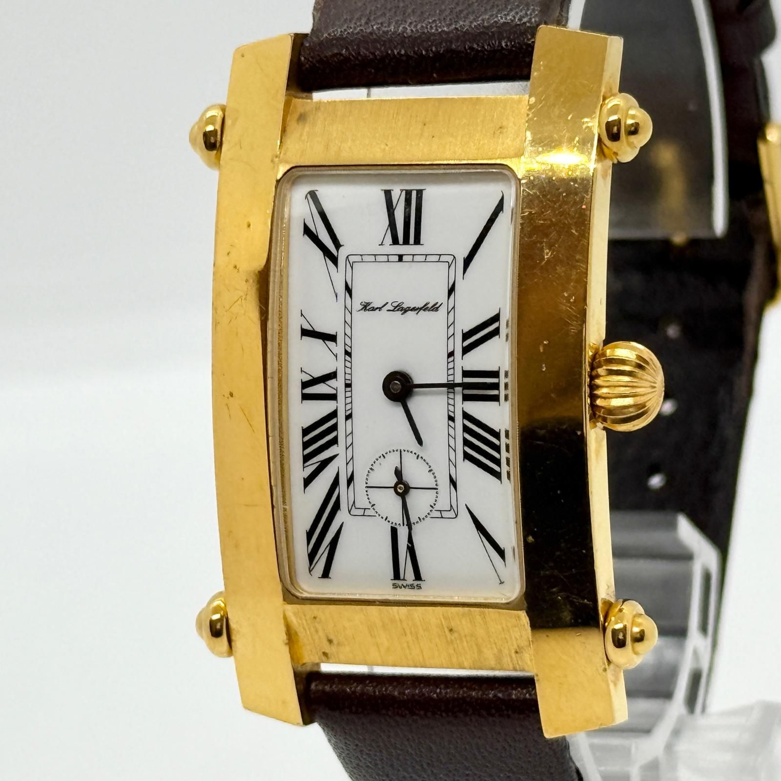 KARL LAGERFELD カールラガーフェルド ホワイト QZ メンズ 腕時計 稼働品