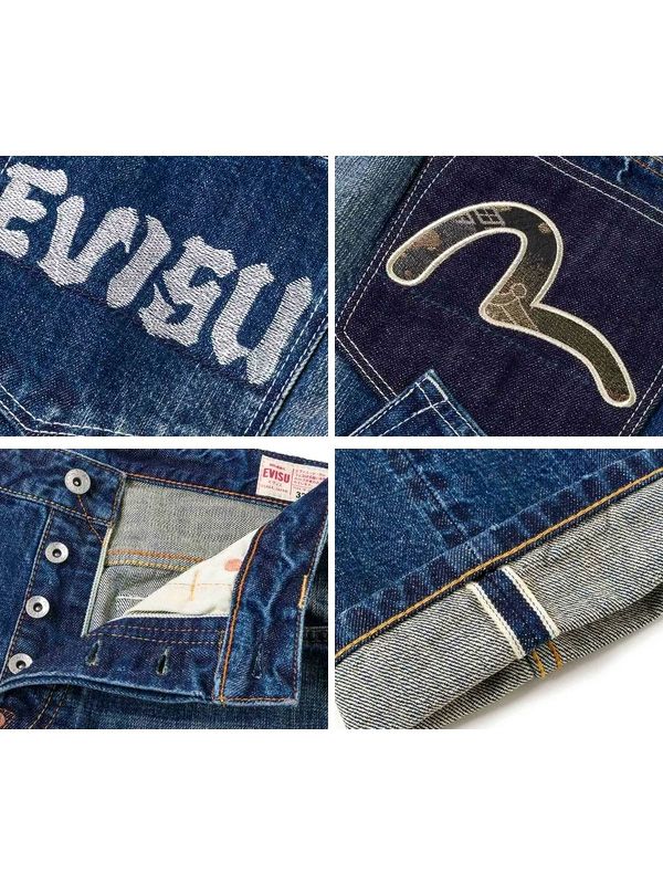 EVISU エヴィス ジーンズ マルチポケット カモメ 家紋 ロゴ刺繍
